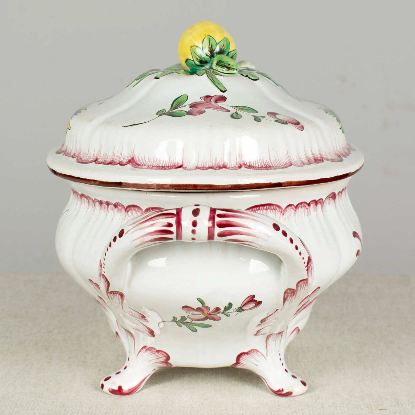 French Hand-Painted Faience Soup Tureen - 5