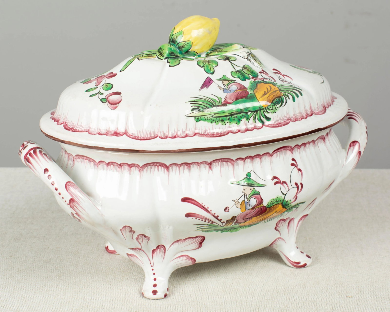 French Hand-Painted Faience Soup Tureen - 7