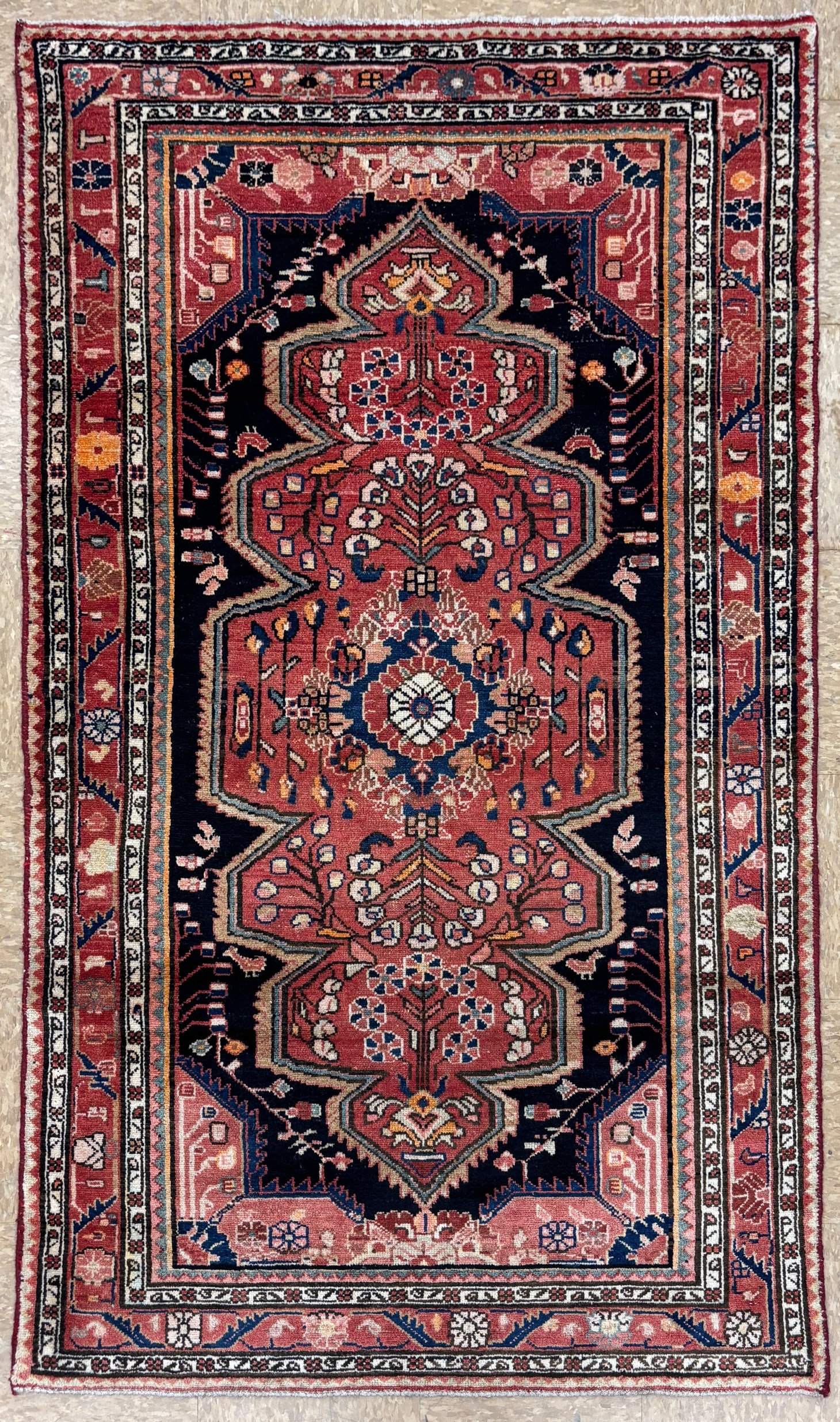 Antique Persian Hamadan Hand-Knotted Rug 3'7" X 6'1" - 2