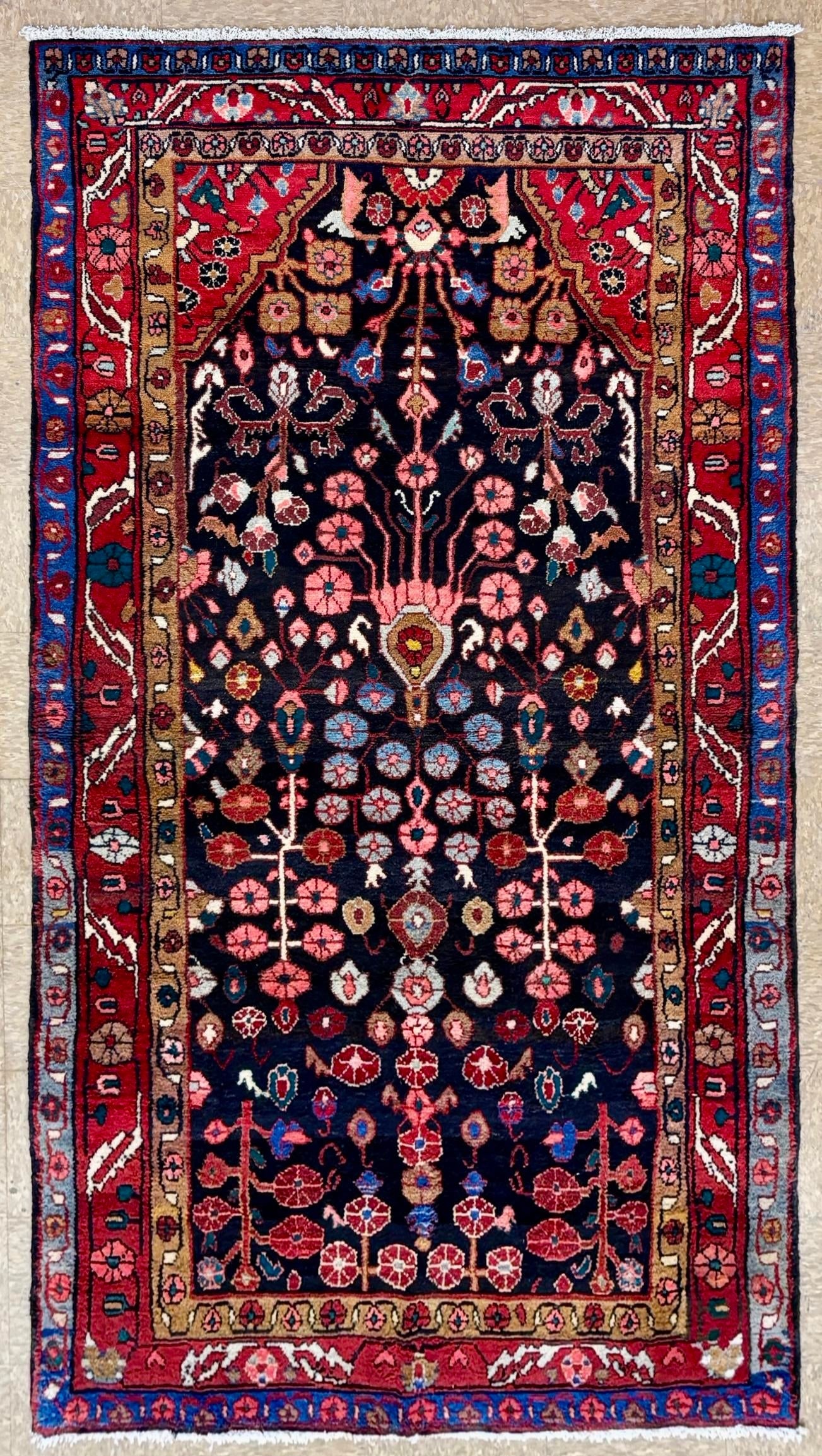 Antique Persian Nahavand Hand-Knotted Rug 4'3" X 9'5" - 2