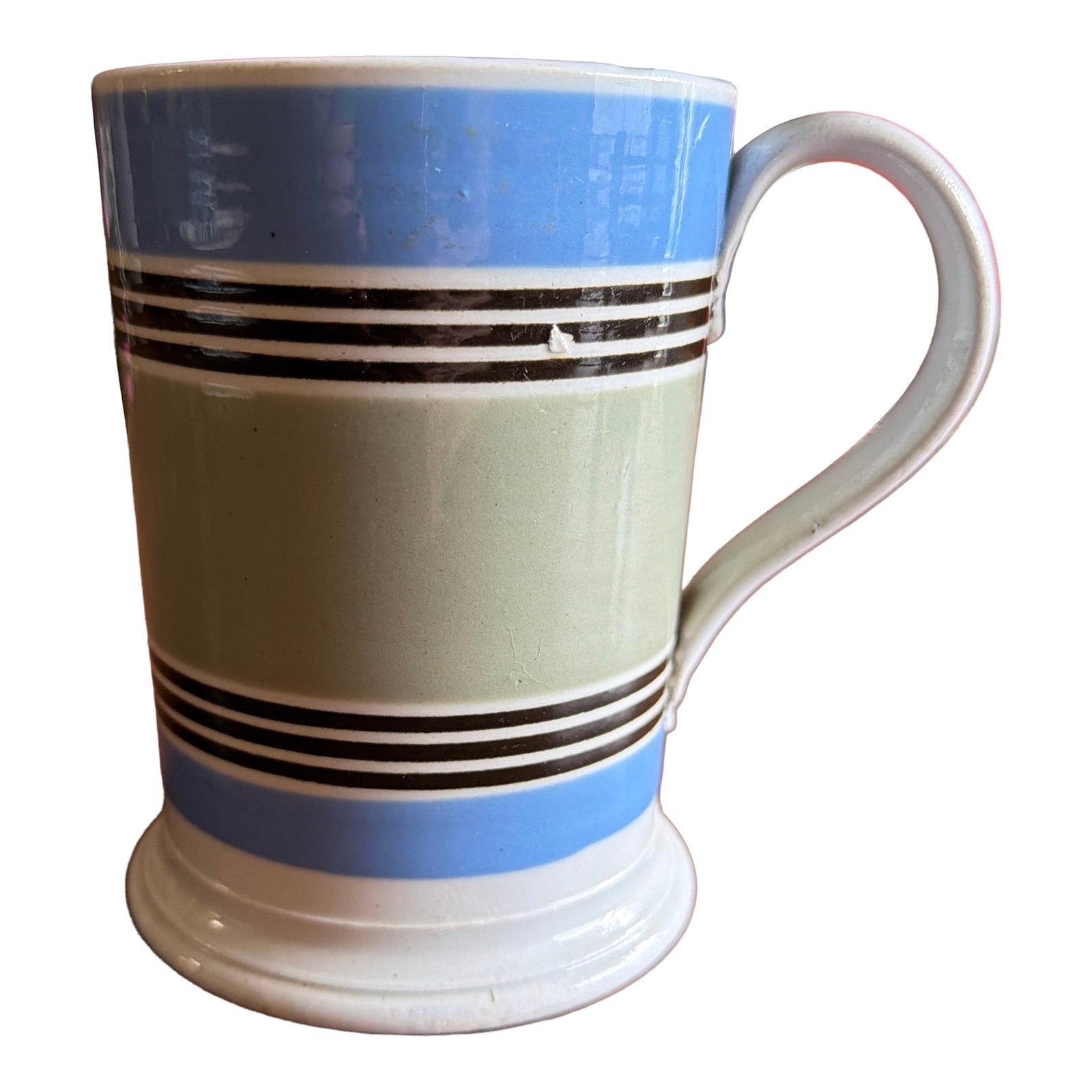 Antique Staffordshire Pearlware Mocha Banded Tankard, Circa 1820s (1 of 12)