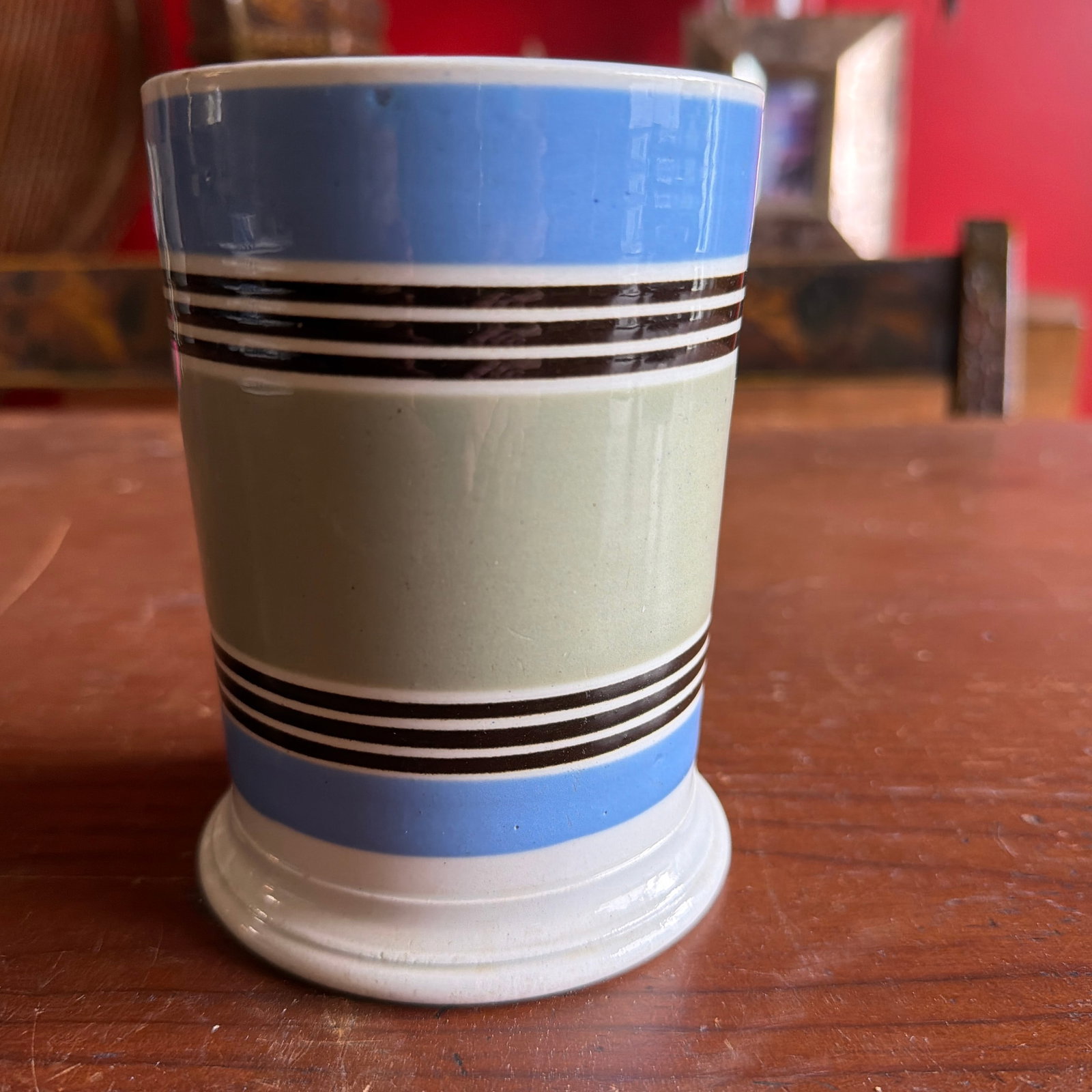 Antique Staffordshire Pearlware Mocha Banded Tankard, Circa 1820s - 3