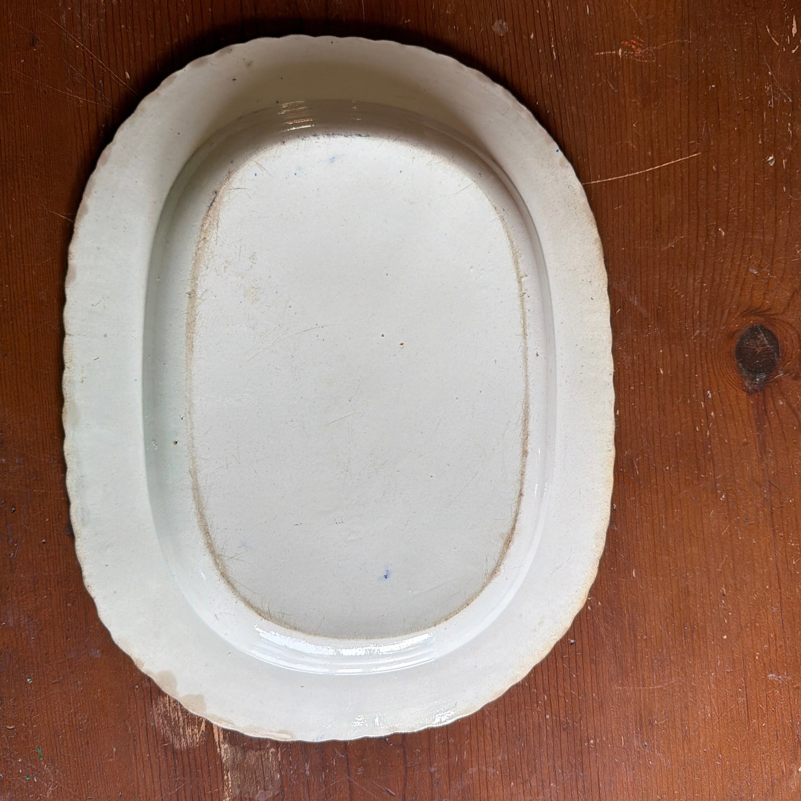 Antique Staffordshire Pearlware Blue Feather Edge Platter, Circa 1820's - 10