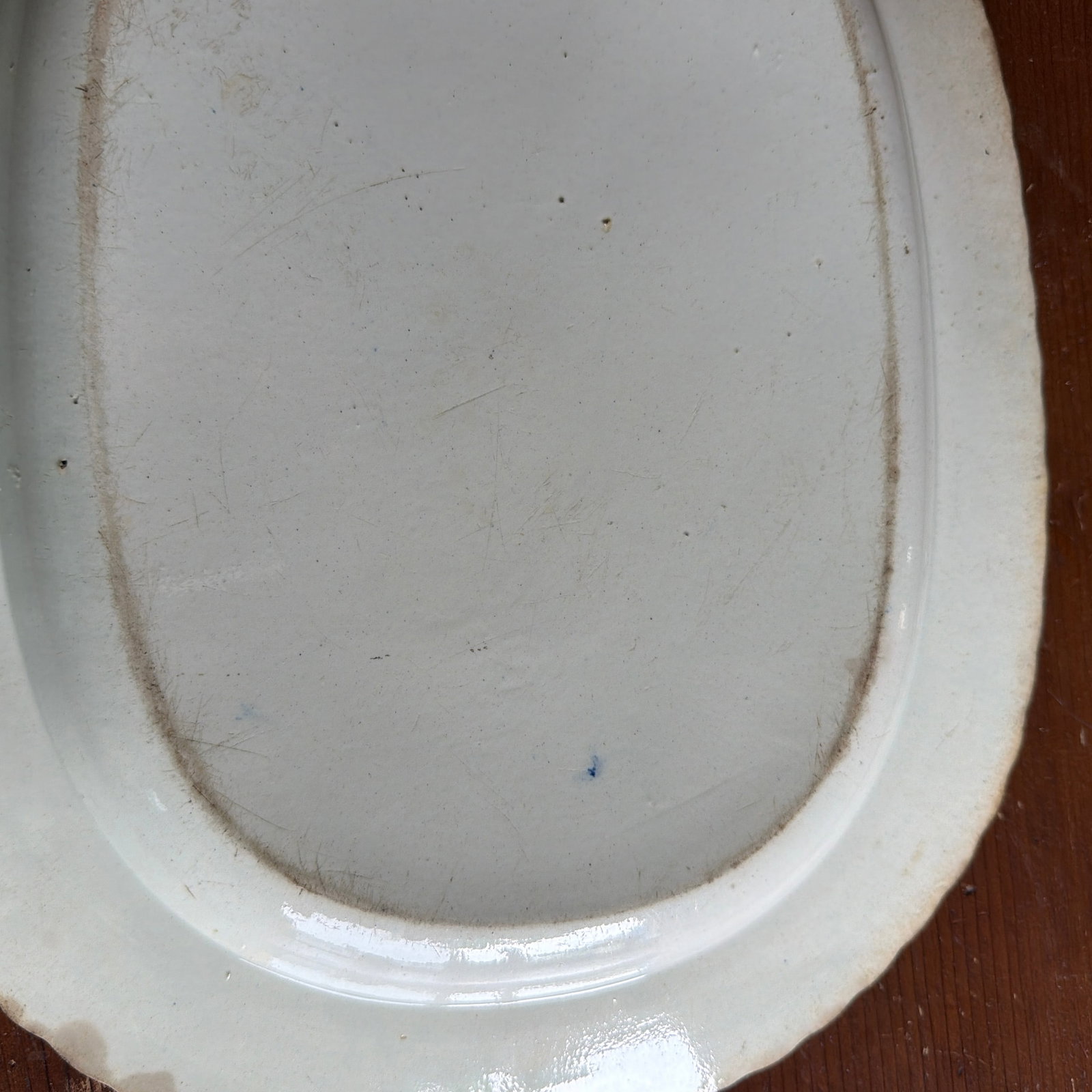 Antique Staffordshire Pearlware Blue Feather Edge Platter, Circa 1820's - 12
