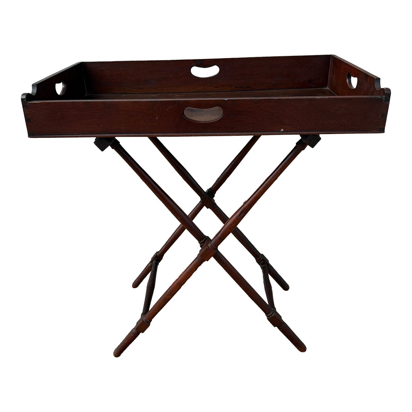 Antique Walnut Campaign or Butler's Tray With Folding Stand, Circa 1850's (1 of 12)