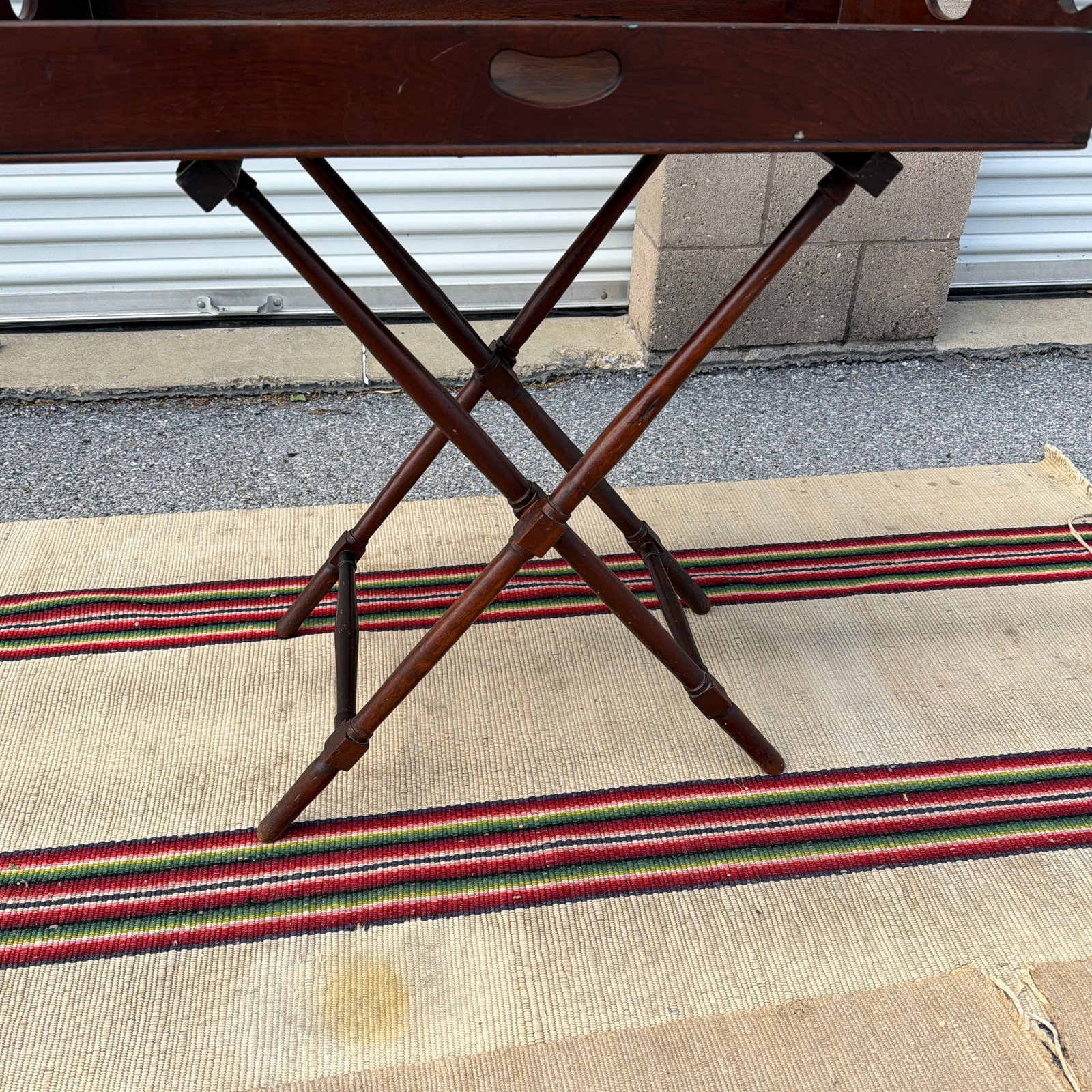 Antique Walnut Campaign or Butler's Tray With Folding Stand, Circa 1850's - 8