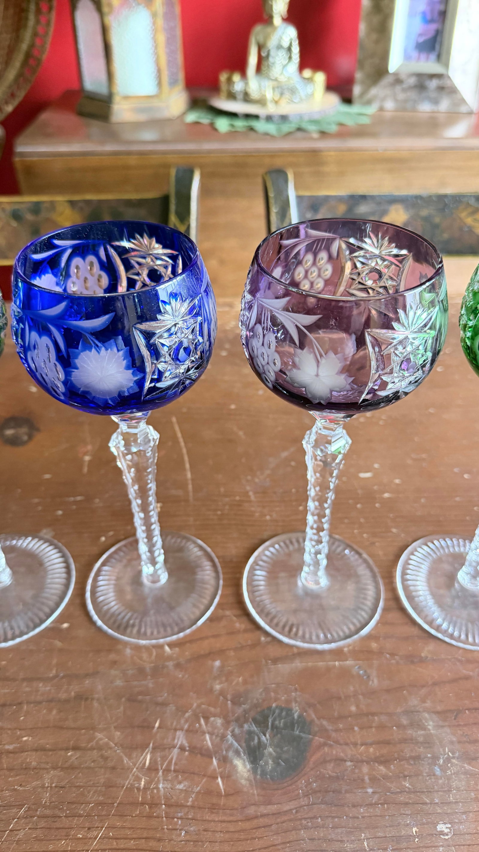Vintage Bohemian Cut to Clear Lead Crystal Wine Glasses, Set of Seven, Circa 1950s–1960s - 3