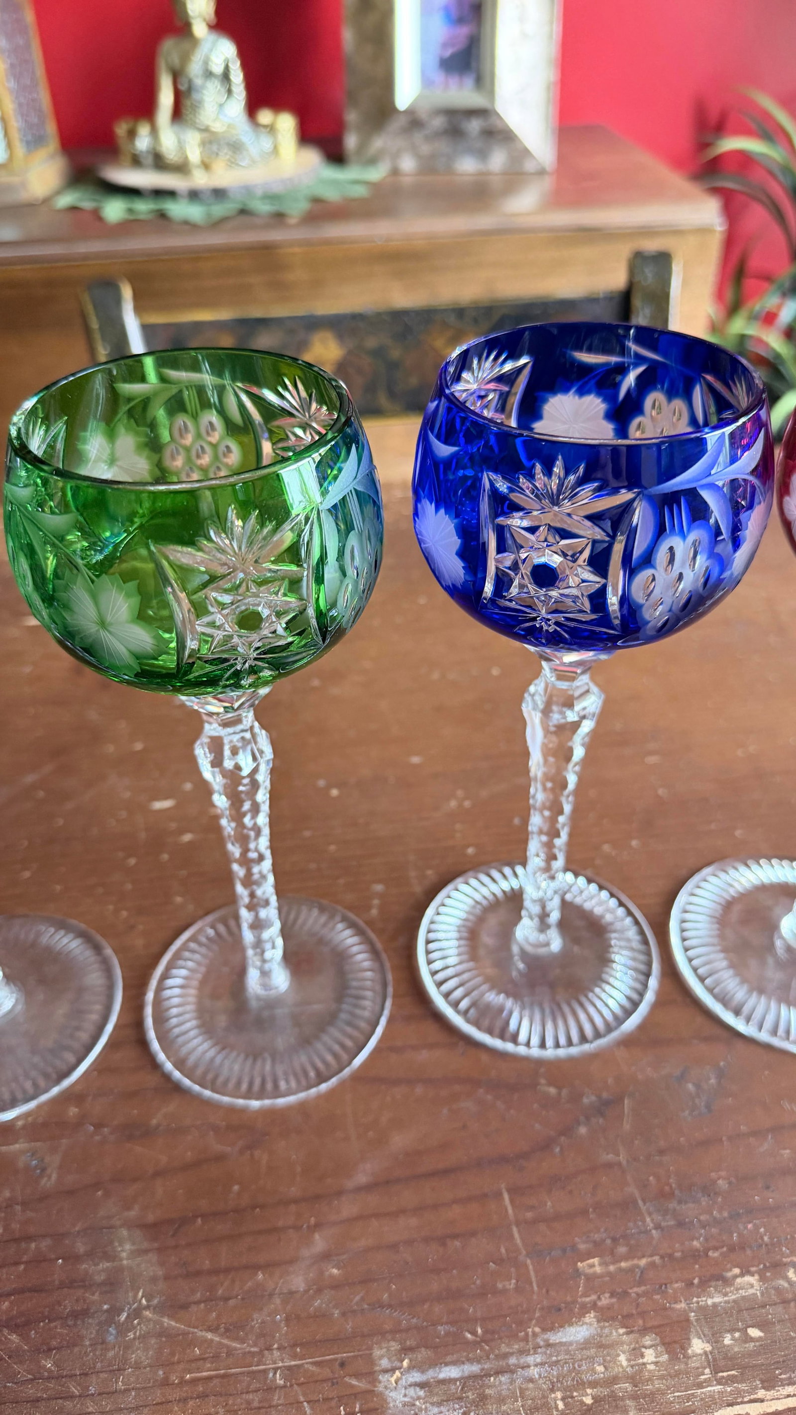 Vintage Bohemian Cut to Clear Lead Crystal Wine Glasses, Set of Seven, Circa 1950s–1960s - 4