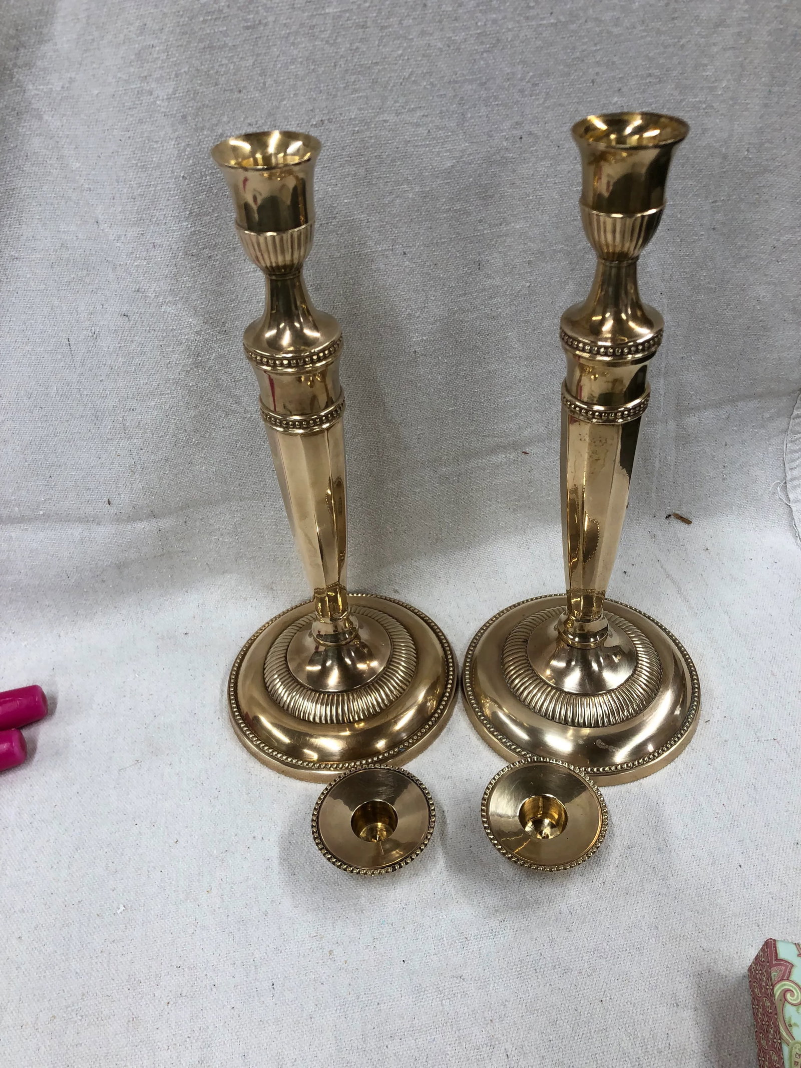 Andrea by Sadek Brass Candlesticks - a Pair - 3