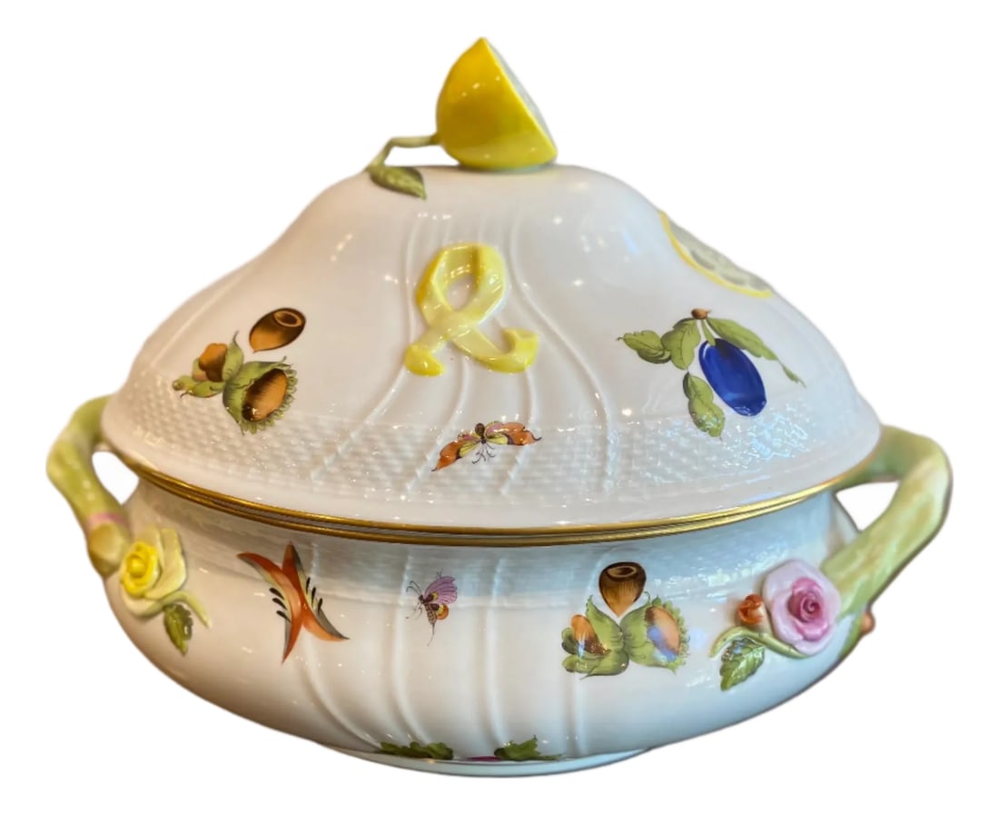 Late 20th Century Herend Queen Victoria Green Soup Tureen (1 of 3)