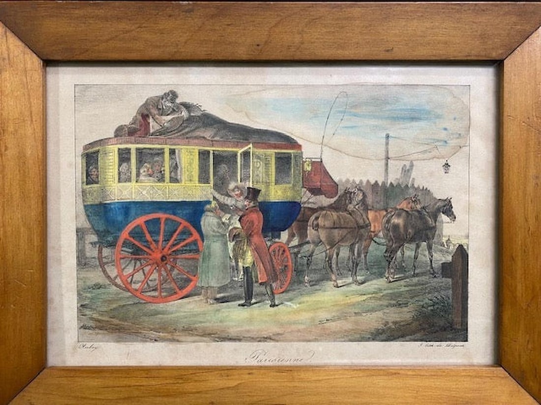 Early 19th Century Set of Four French Horse Carriage Lithographs - 2