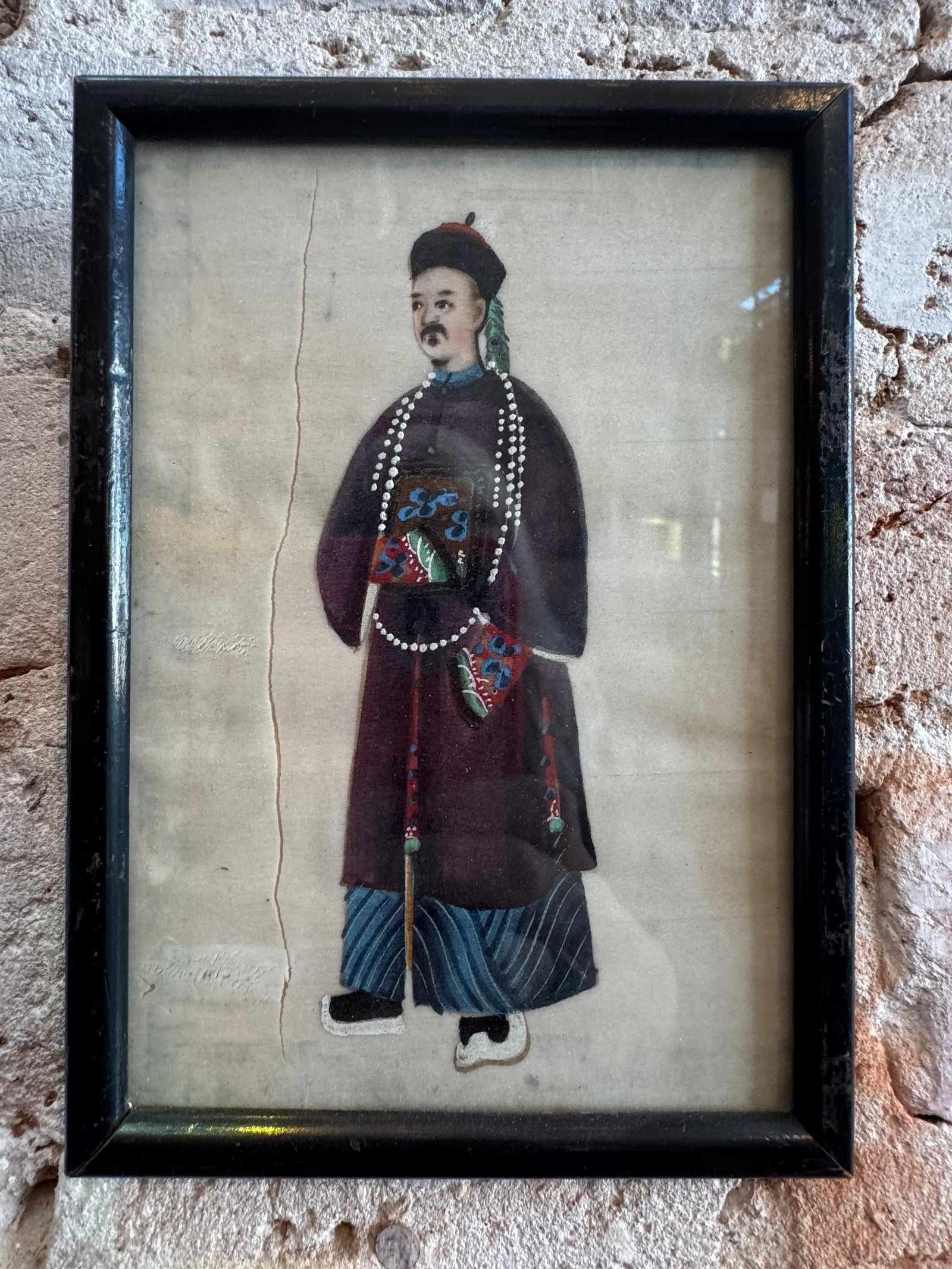 Pair of Royalty Pith Paintings - Black Frames - 2