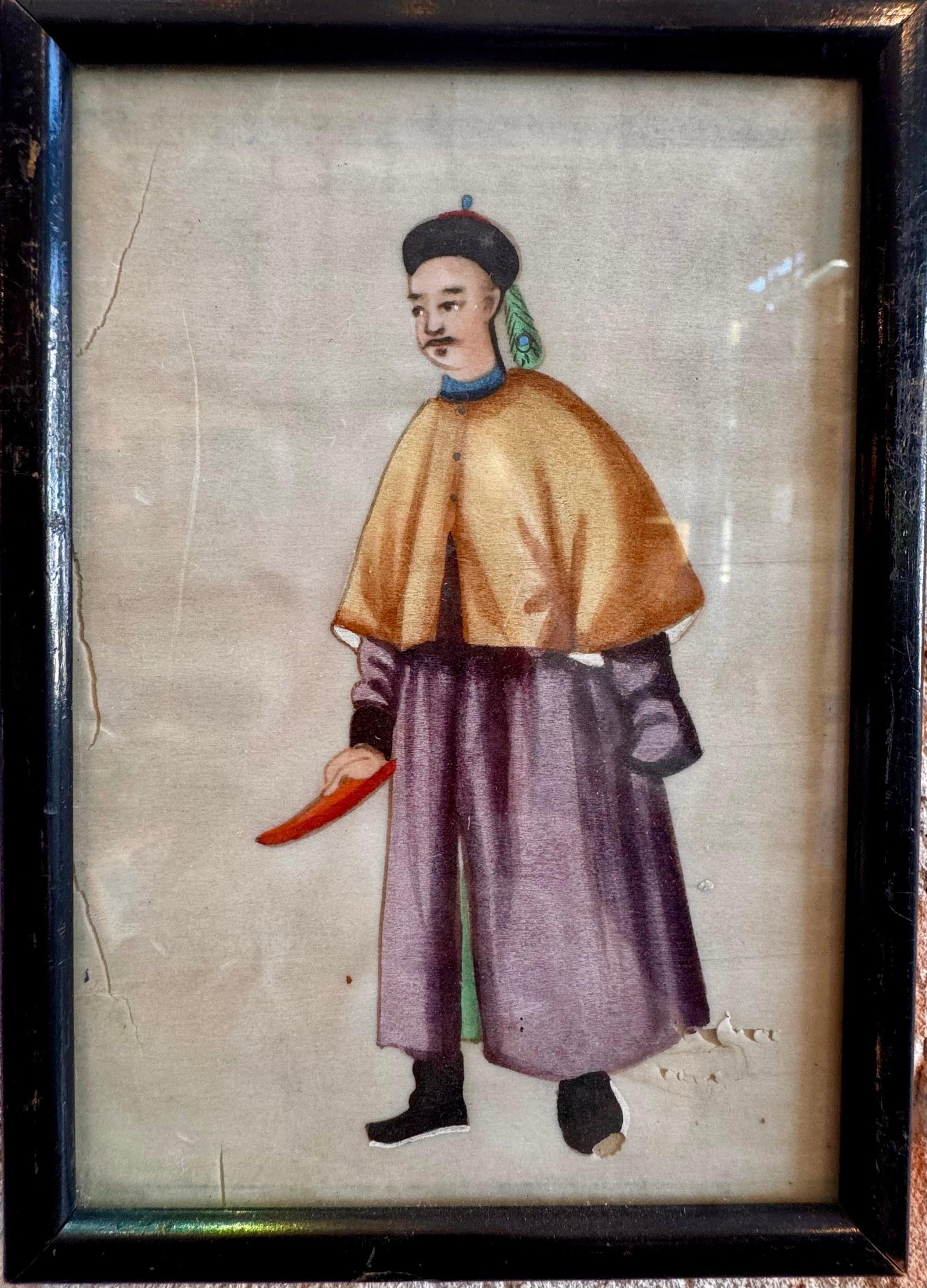 Pair of Royalty Pith Paintings - Black Frames - 7