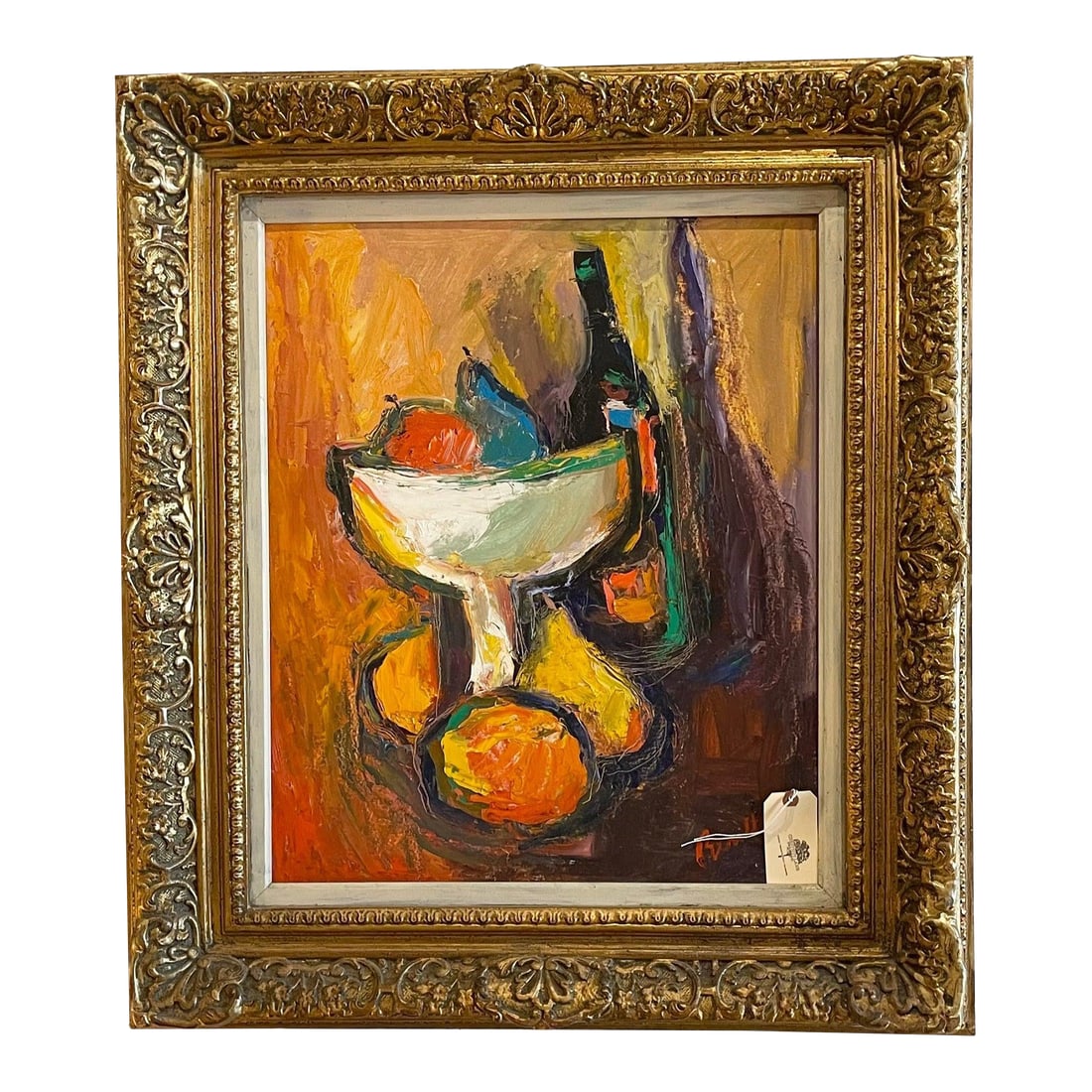 19th Century Still Life Signed Framed Painting: Add this unique Still Life Singed Framed Painting to your collection to add a pop of color and design to your space. Feature a slightly abstract portrait of a bowl of fruit this pic is great for art l
