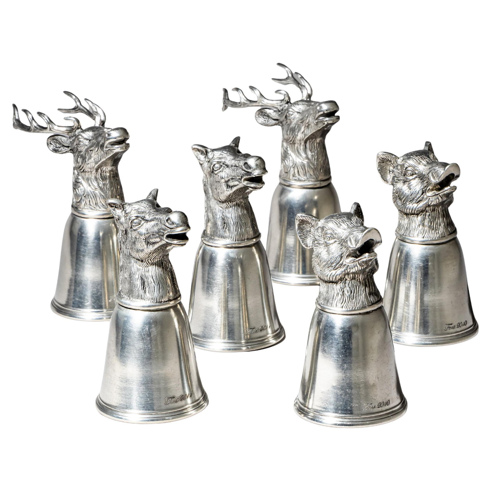 Late 20th Century Set of Six Pewter Stirrup Cups by Forst, Italy - 7