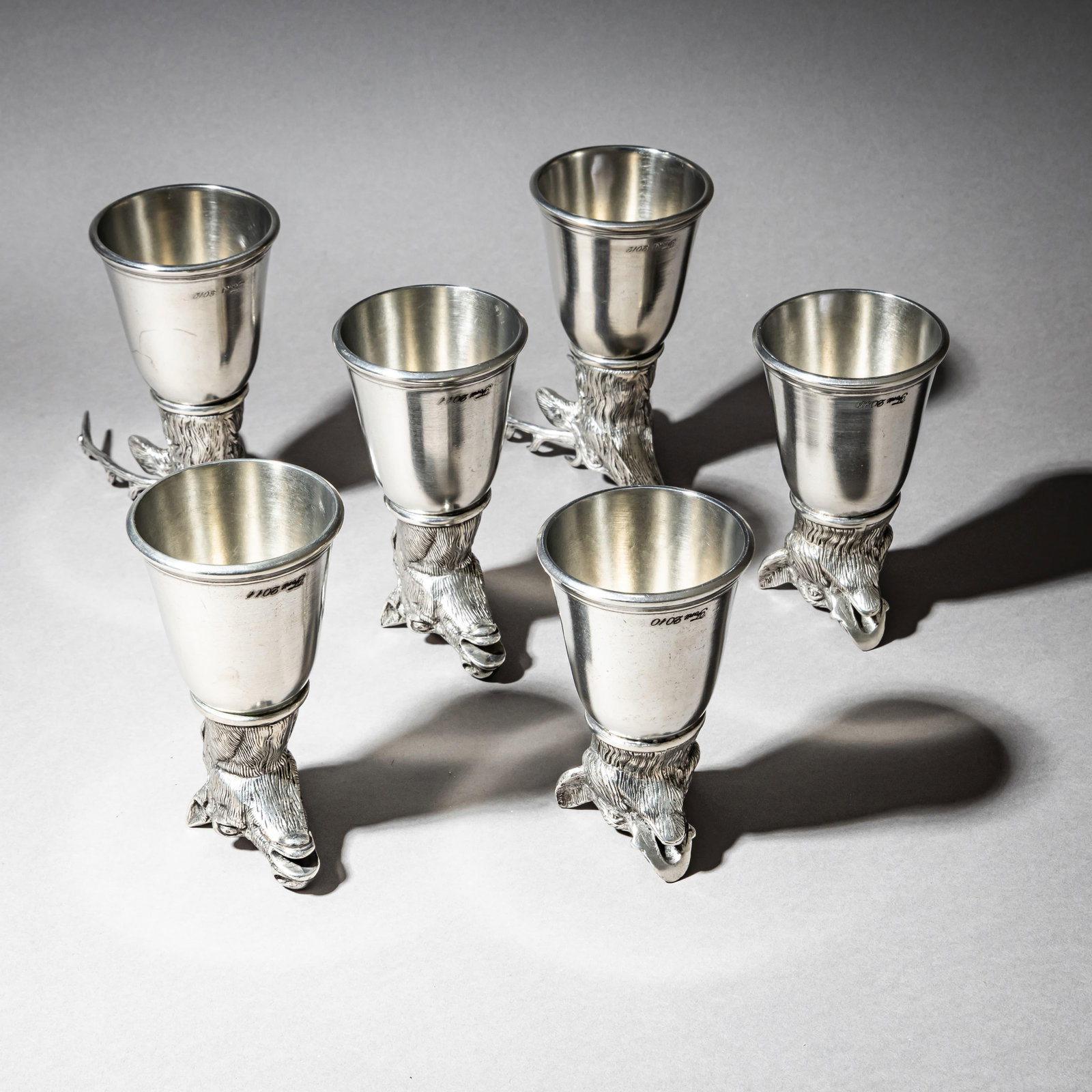 Late 20th Century Set of Six Pewter Stirrup Cups by Forst, Italy - 8