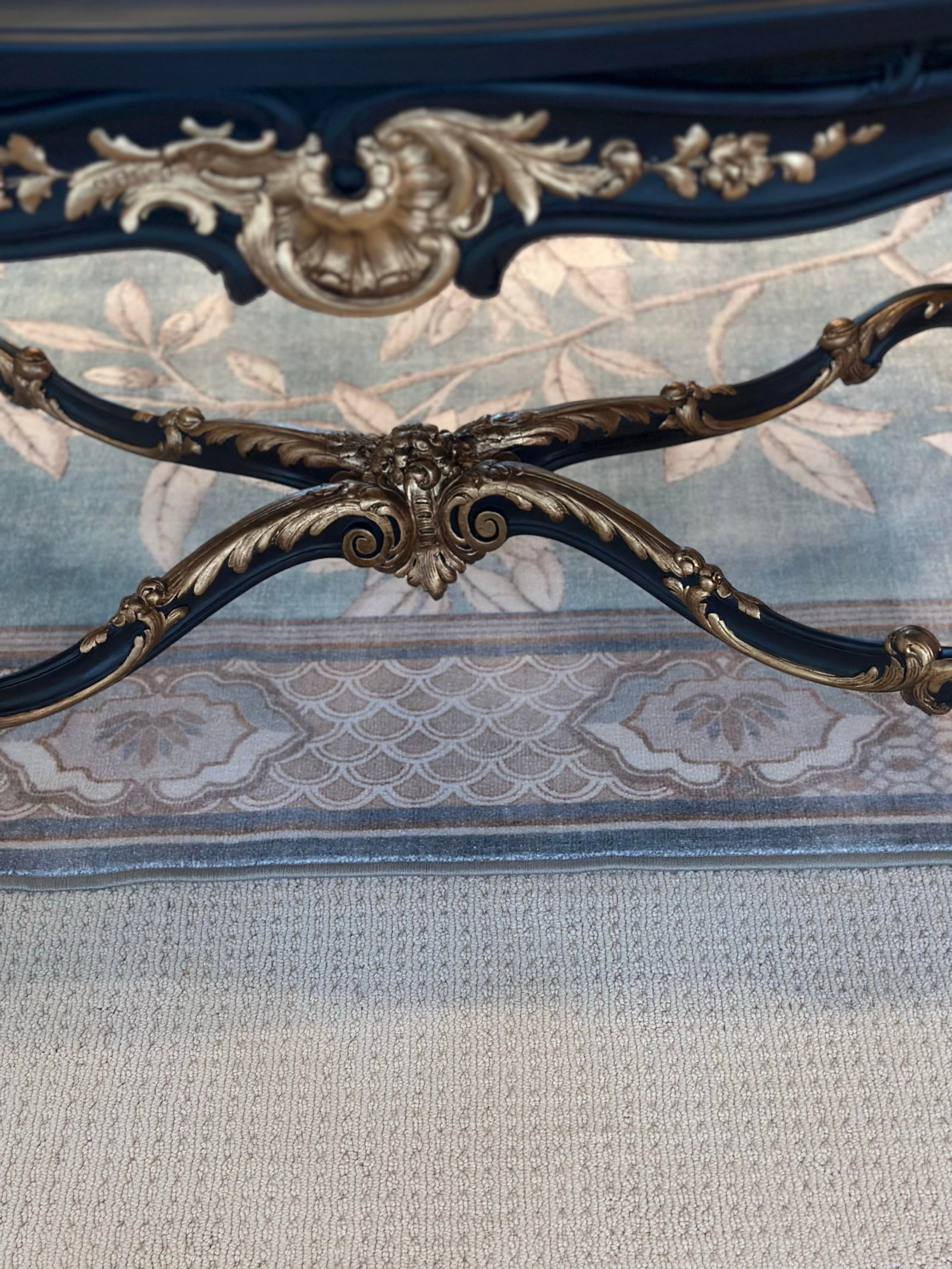 1950s French Rococo / Mid Century Revival Center Table in Matte Ebonized Finish - 5