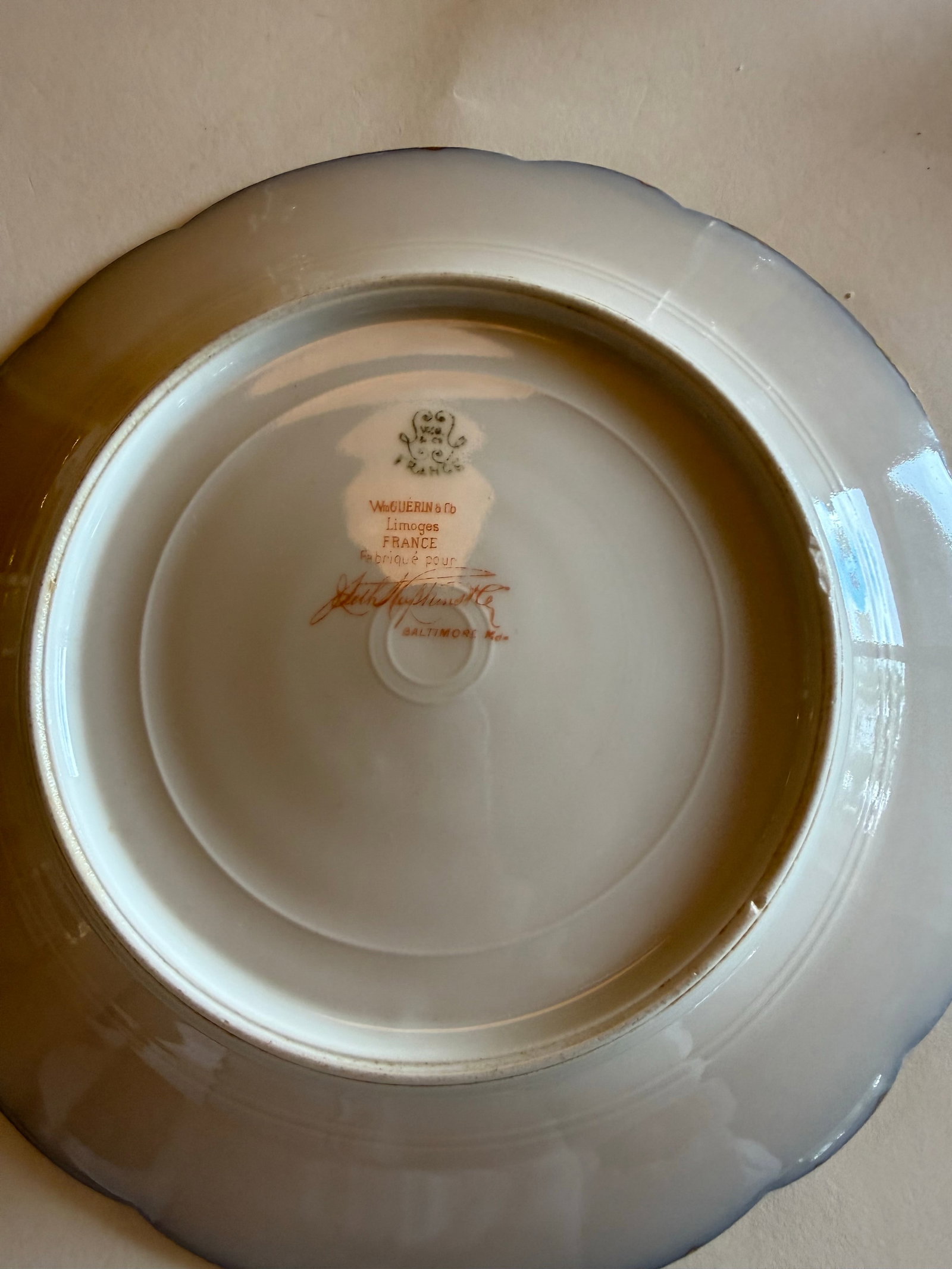 Antique Wm. Guerin Limoges Cobalt & Gilt Hand-Painted Cherub Cabinet Plates – Pair - 4