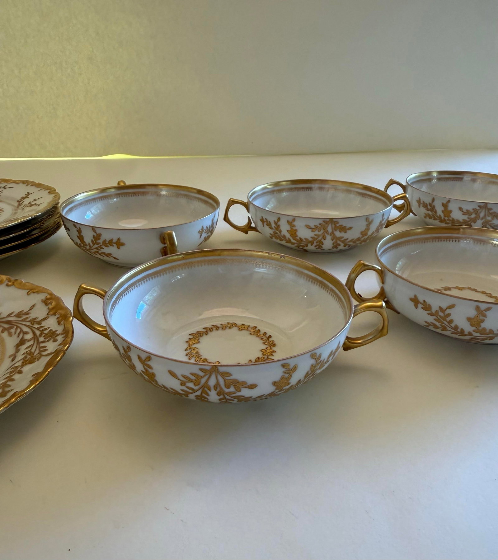 Antique T&v Limoges Bouillon Cups & Saucers, Ovington Bros., New York "” Set of 11 Tressemanes - 2