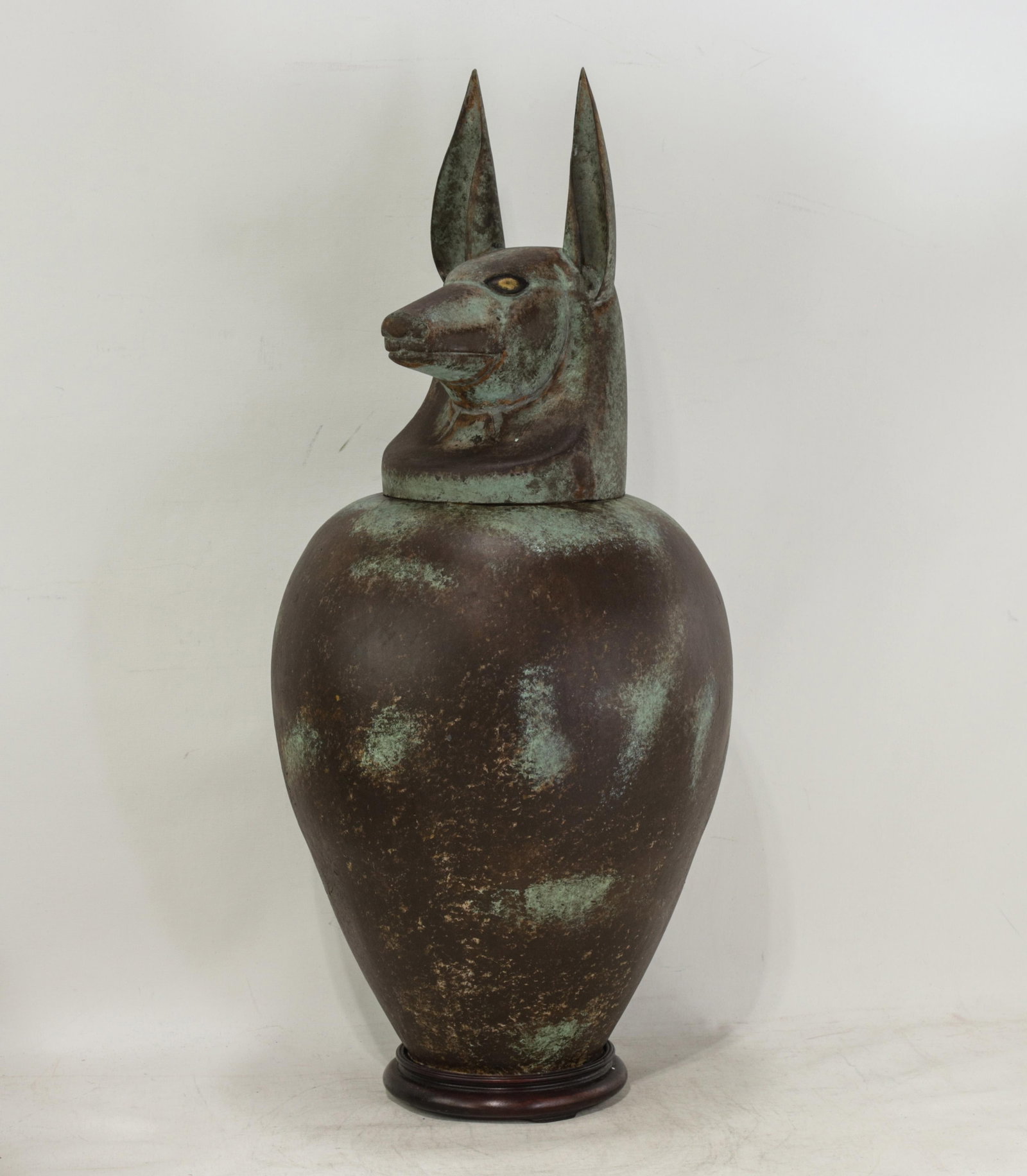 A Pair of Exquisite Vintage Hand-Forged Tin Canopy Jars Duamutf (Jackal) and Kebekhsenuf (Falcon) - 11