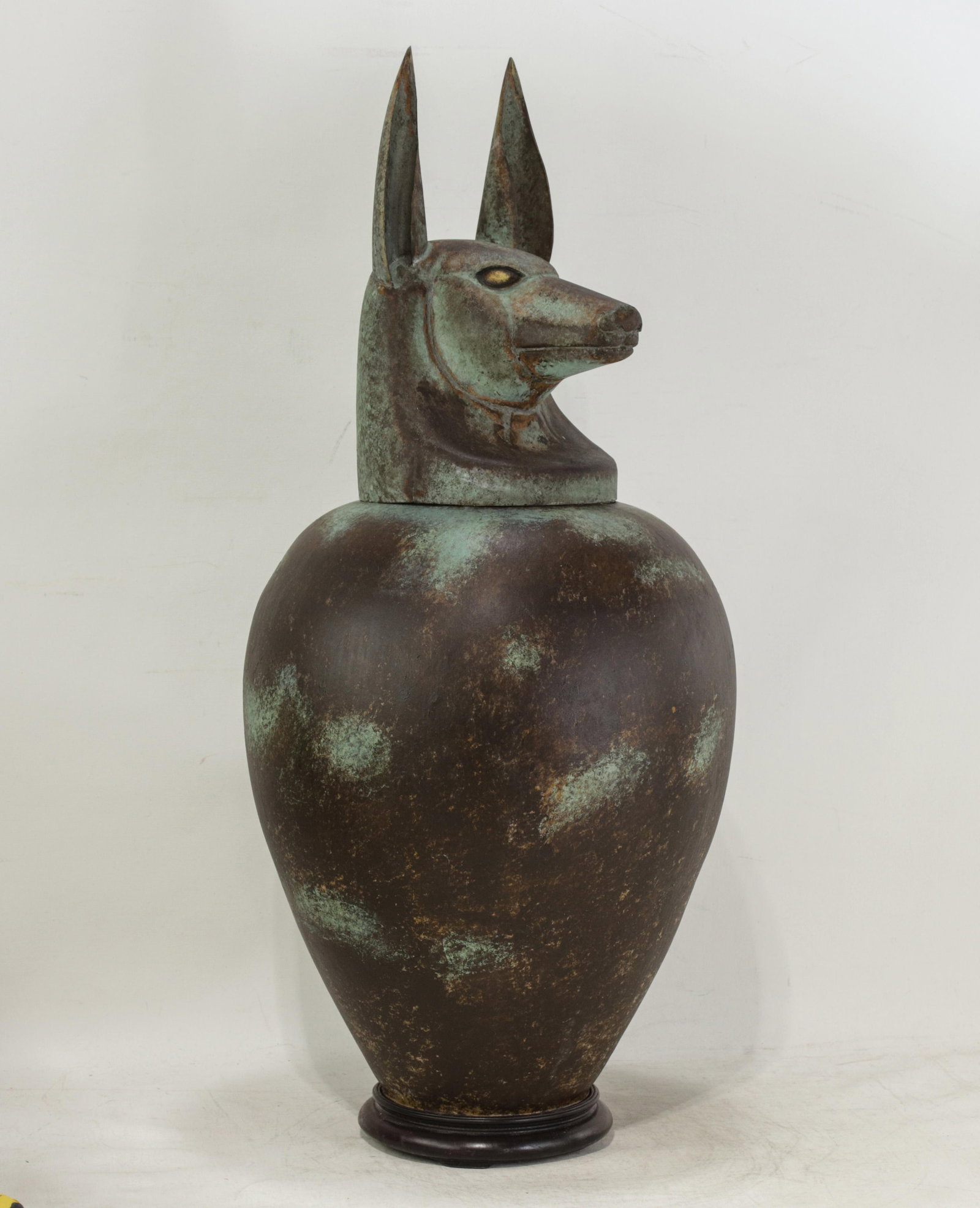 A Pair of Exquisite Vintage Hand-Forged Tin Canopy Jars Duamutf (Jackal) and Kebekhsenuf (Falcon) - 3