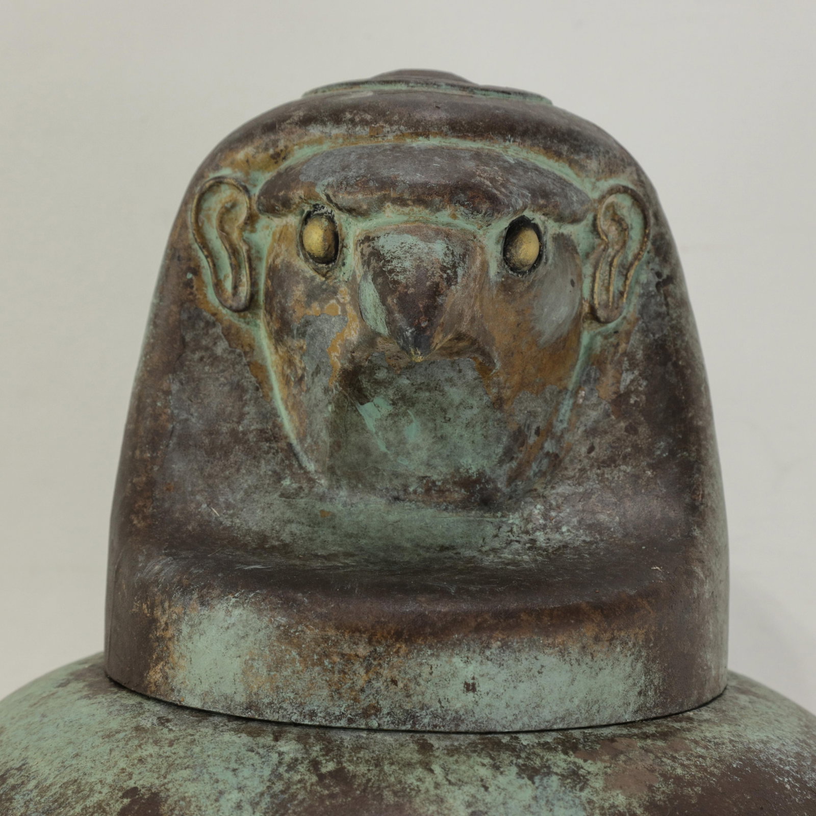 A Pair of Exquisite Vintage Hand-Forged Tin Canopy Jars Duamutf (Jackal) and Kebekhsenuf (Falcon) - 7