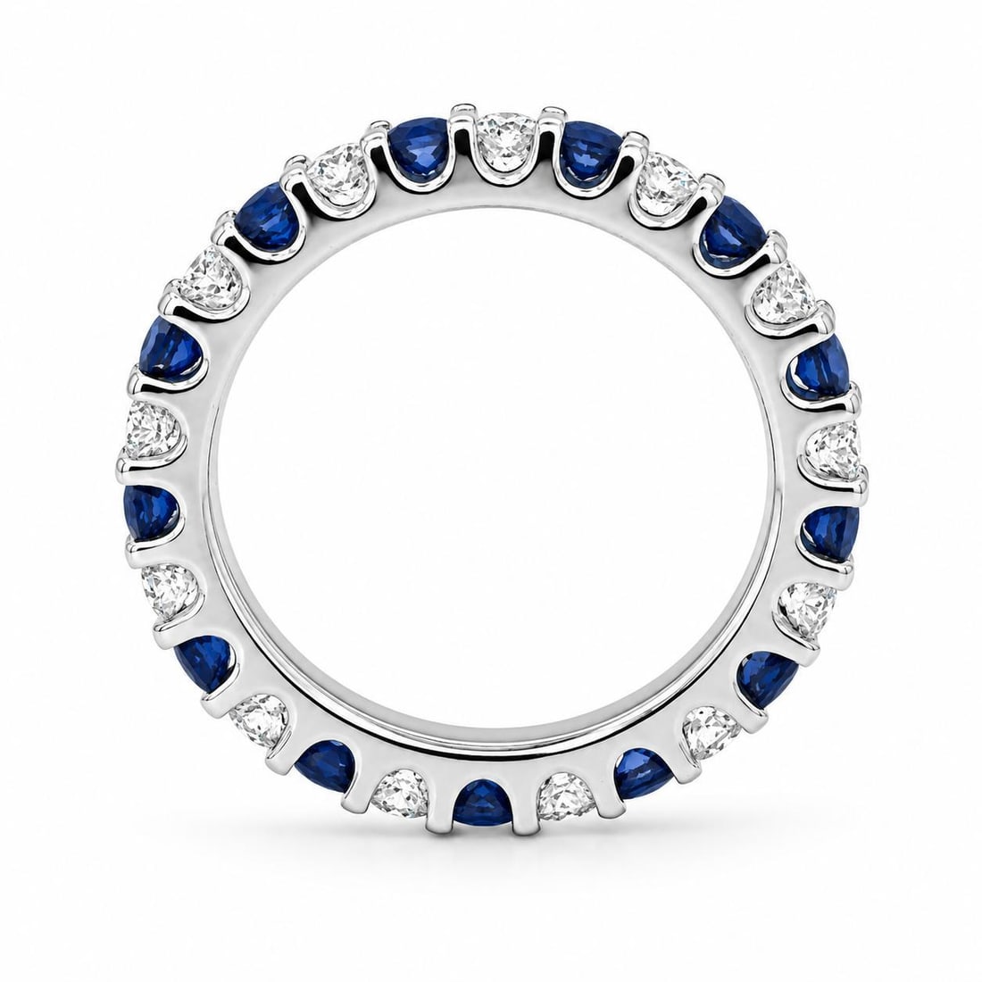 14k White Gold Ring Sapphires Eternity Band, Size 6 - 3