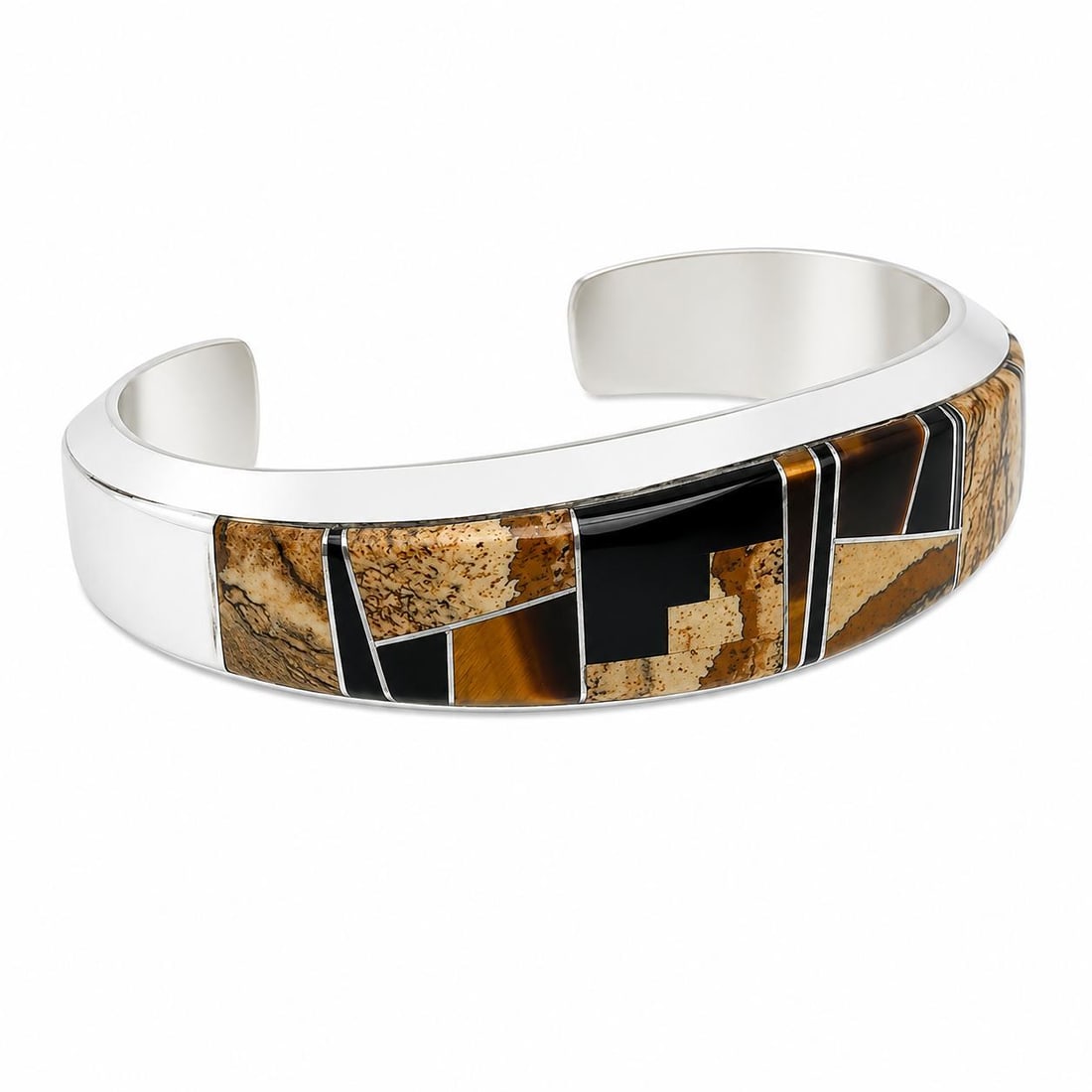 Wayne Muskett Navajo Inlaid Silver Bracelet - 4