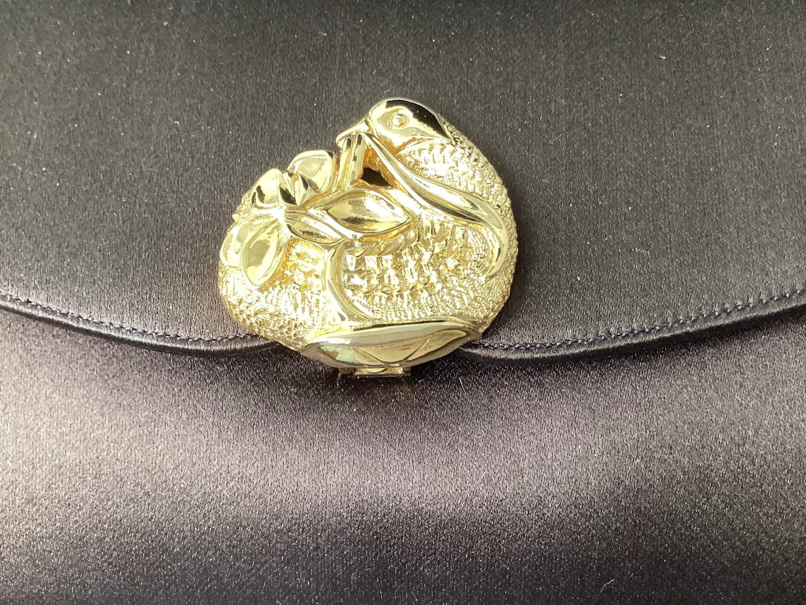 Judith Leiber Brown Satin Flap Evening Bag. Includes Coin Purse and Neiman Marcus Storage Bag. - 2