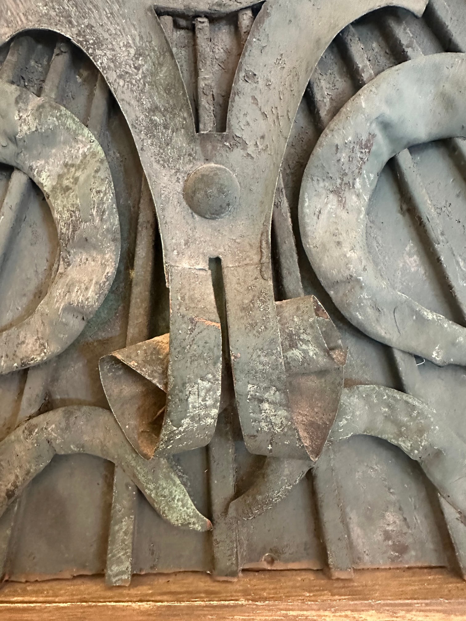 Framed Iron Architectural Fragments With Verdigris Patina- A Pair - 7