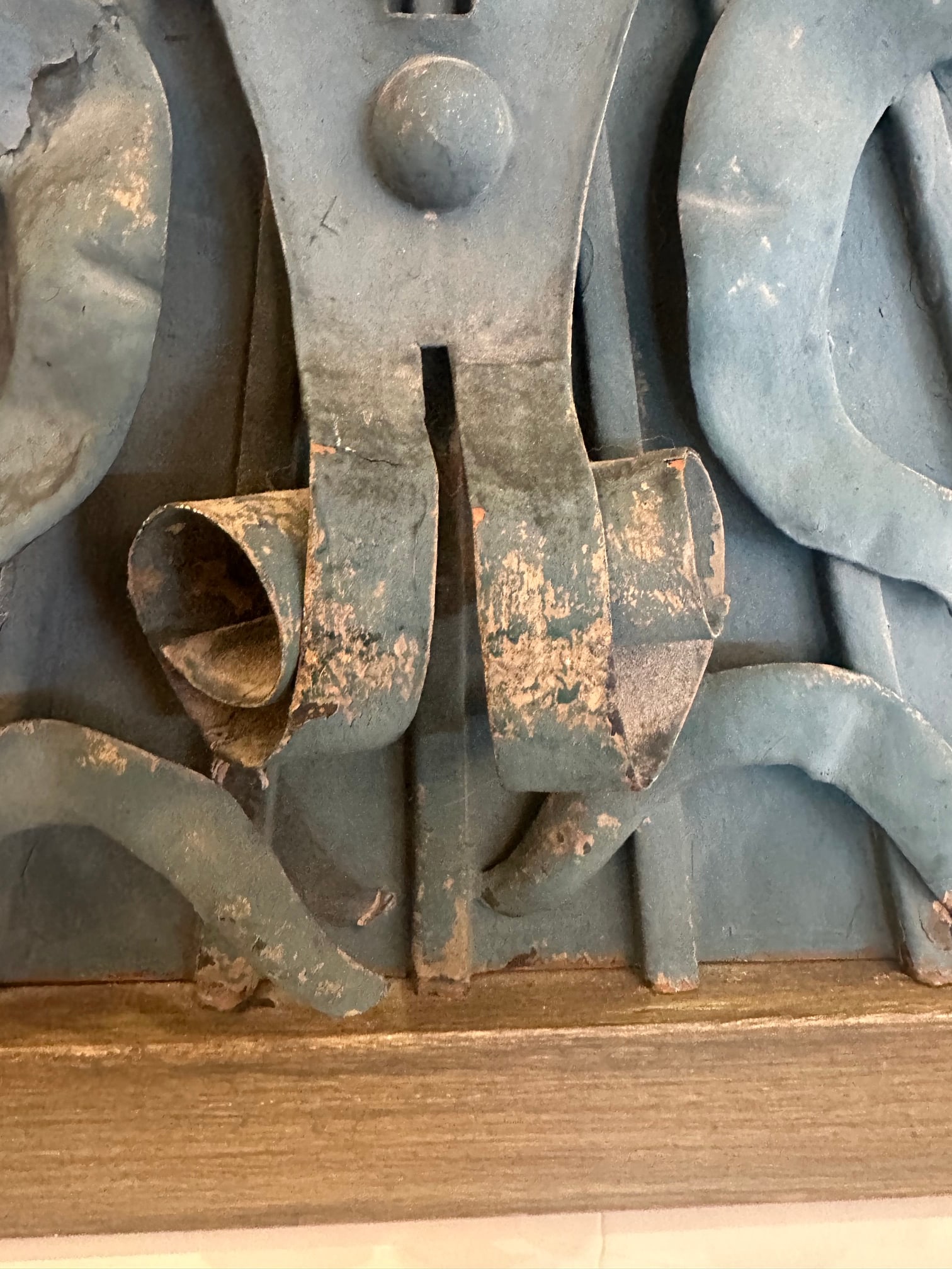 Framed Iron Architectural Fragments With Verdigris Patina- A Pair - 8