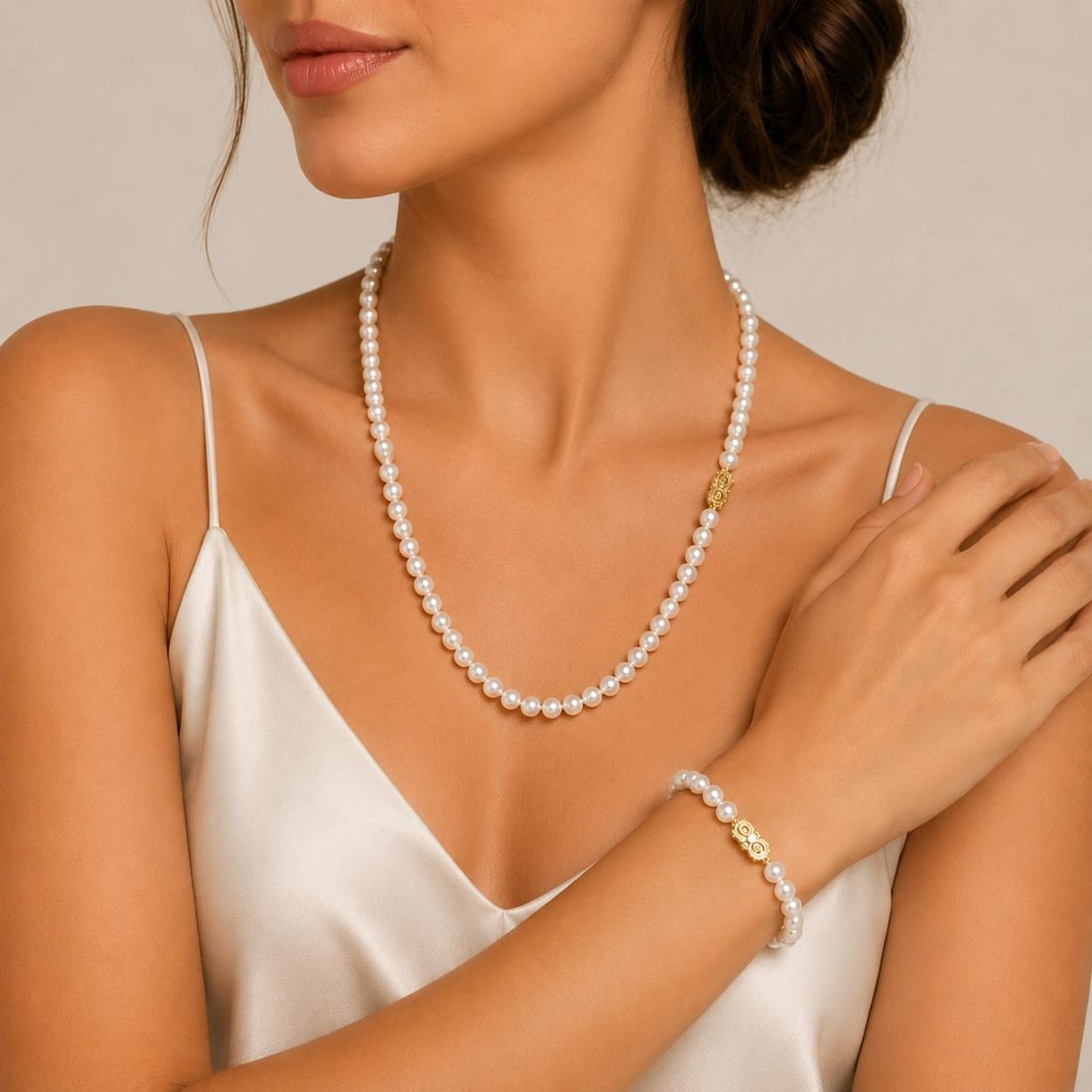 Mikimoto Akoya Pearl Necklace & Bracelet - 2