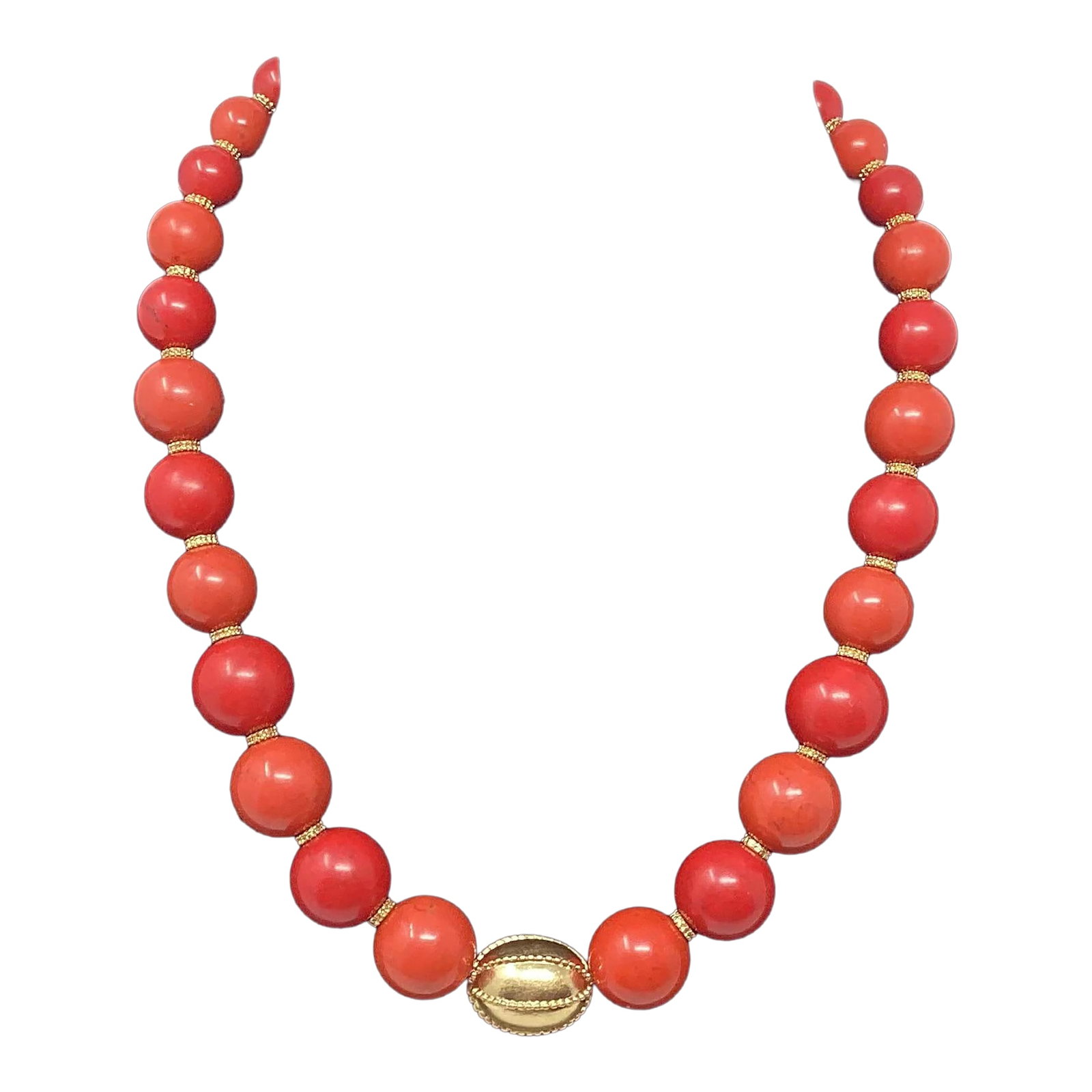1980s Lauren, Ralph Lauren Graduated Coral Manmade 18" Necklace: This Stunning Ralph Lauren Necklace is Made From Corals Sourced From a Genuine Mix of Gemstones That are Dyed to Appear as Genuine Coral. Approximate Length is 18", With Graduated Beads That are