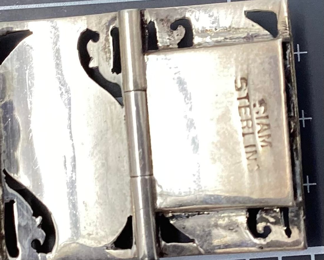 Vintage Siam Sterling Silver Panel-Link Bracelet - 3