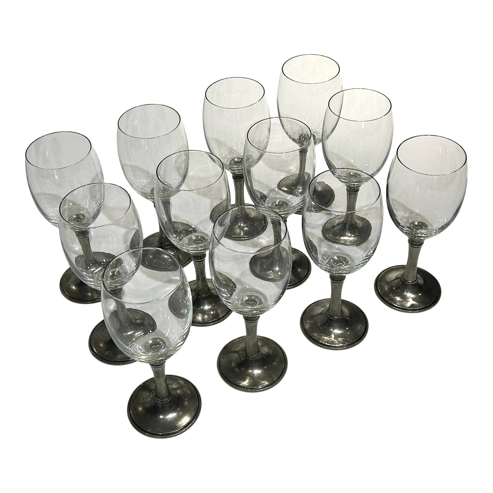 Set of 12 Williams-Sonoma 3" Diameter Pewter Stem Hand-Blown Crystal Wine Glasses: Set of 12 Williams-Sonoma 3" Diameter Pewter Stem Hand-Blown Crystal Wine Glasses Williams Sonoma pewter stem crystal (primarily part of the discontinued WMS20 pattern) features bright, clear Italian 