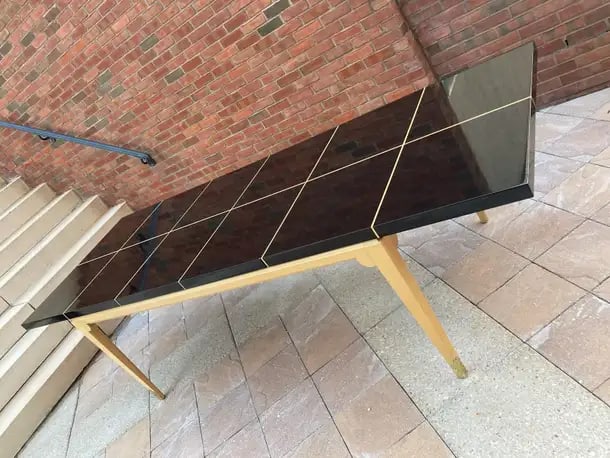 Parzinger Mid-Century Modern Laquered Mahogany & Maple Dining Table - 4