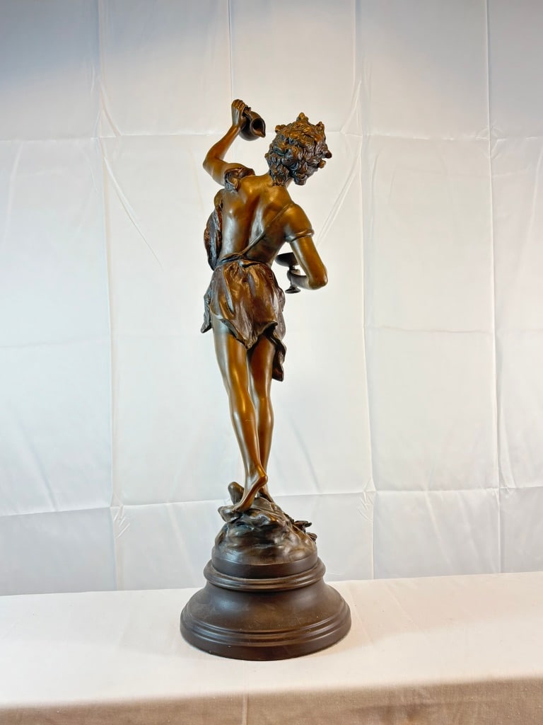 Antique French L. & F. Moreau Bacchus Spelter Sculpture, 28"h - 10