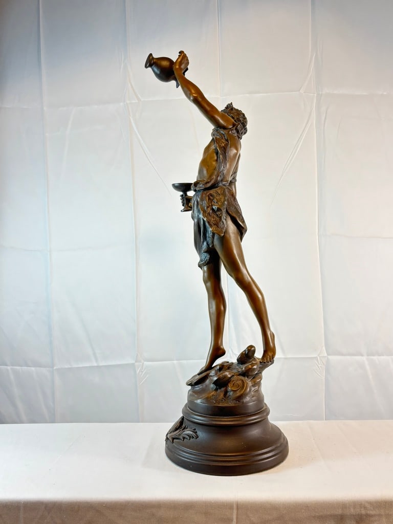 Antique French L. & F. Moreau Bacchus Spelter Sculpture, 28"h - 2