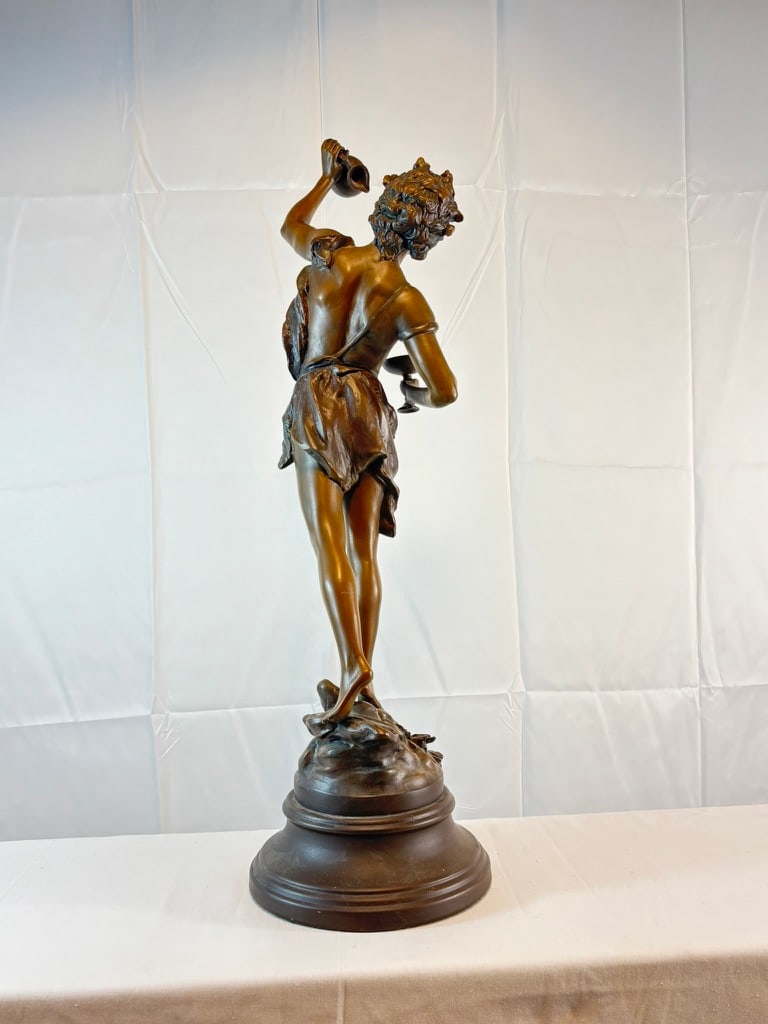 Antique French L. & F. Moreau Bacchus Spelter Sculpture, 28"h - 9