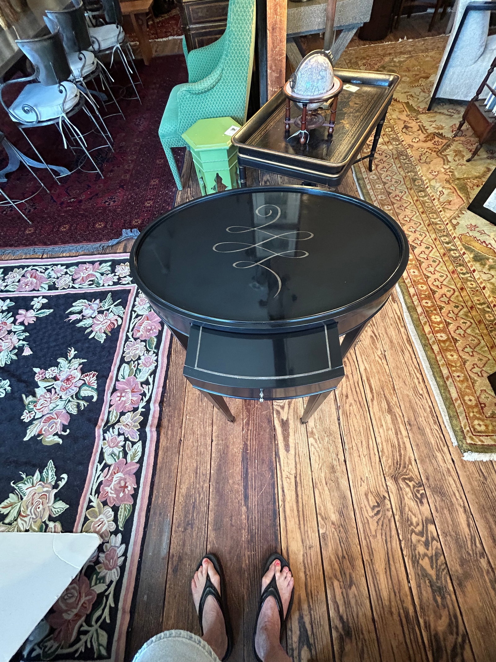 Barbara Barry for Baker Black Laquer Oval End Tables- A Pair - 4