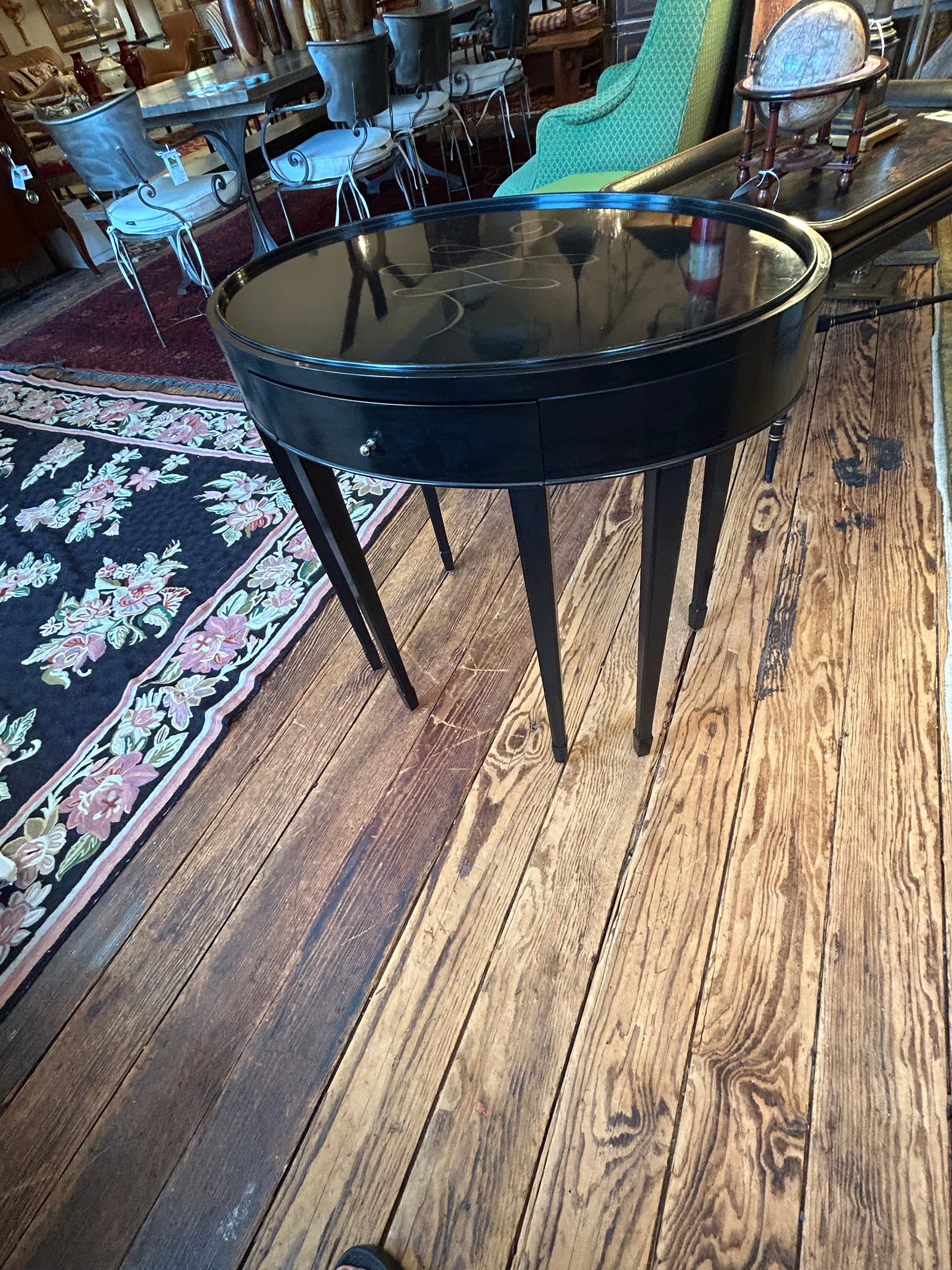 Barbara Barry for Baker Black Laquer Oval End Tables- A Pair - 5