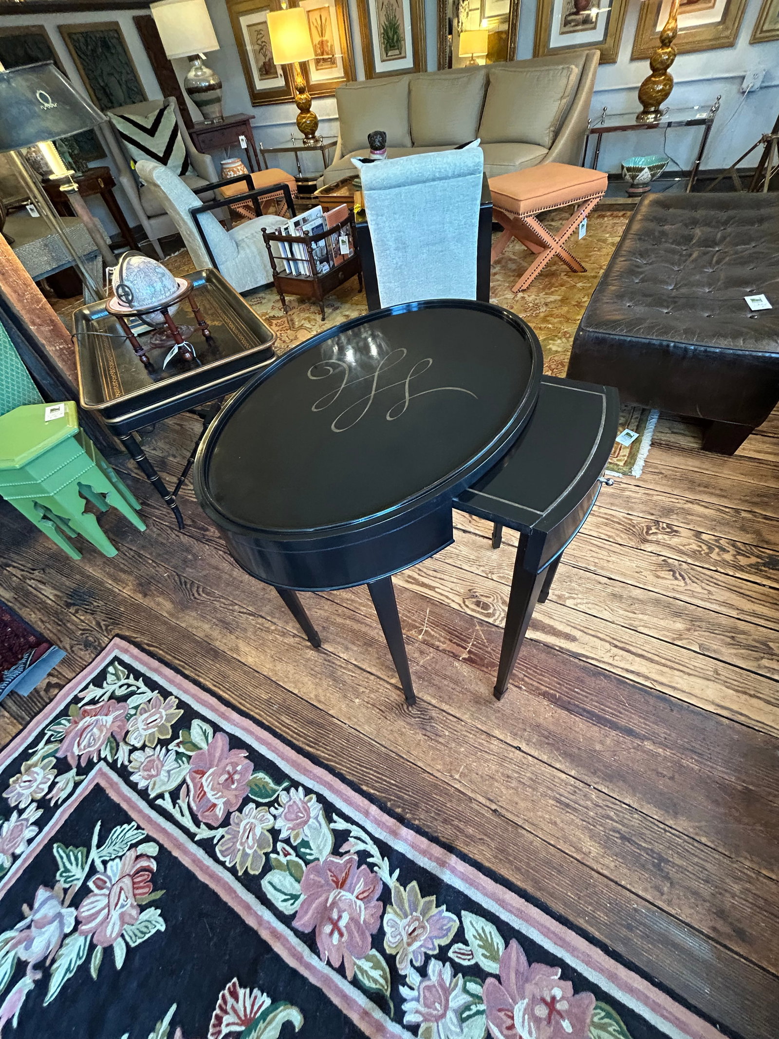 Barbara Barry for Baker Black Laquer Oval End Tables- A Pair - 6
