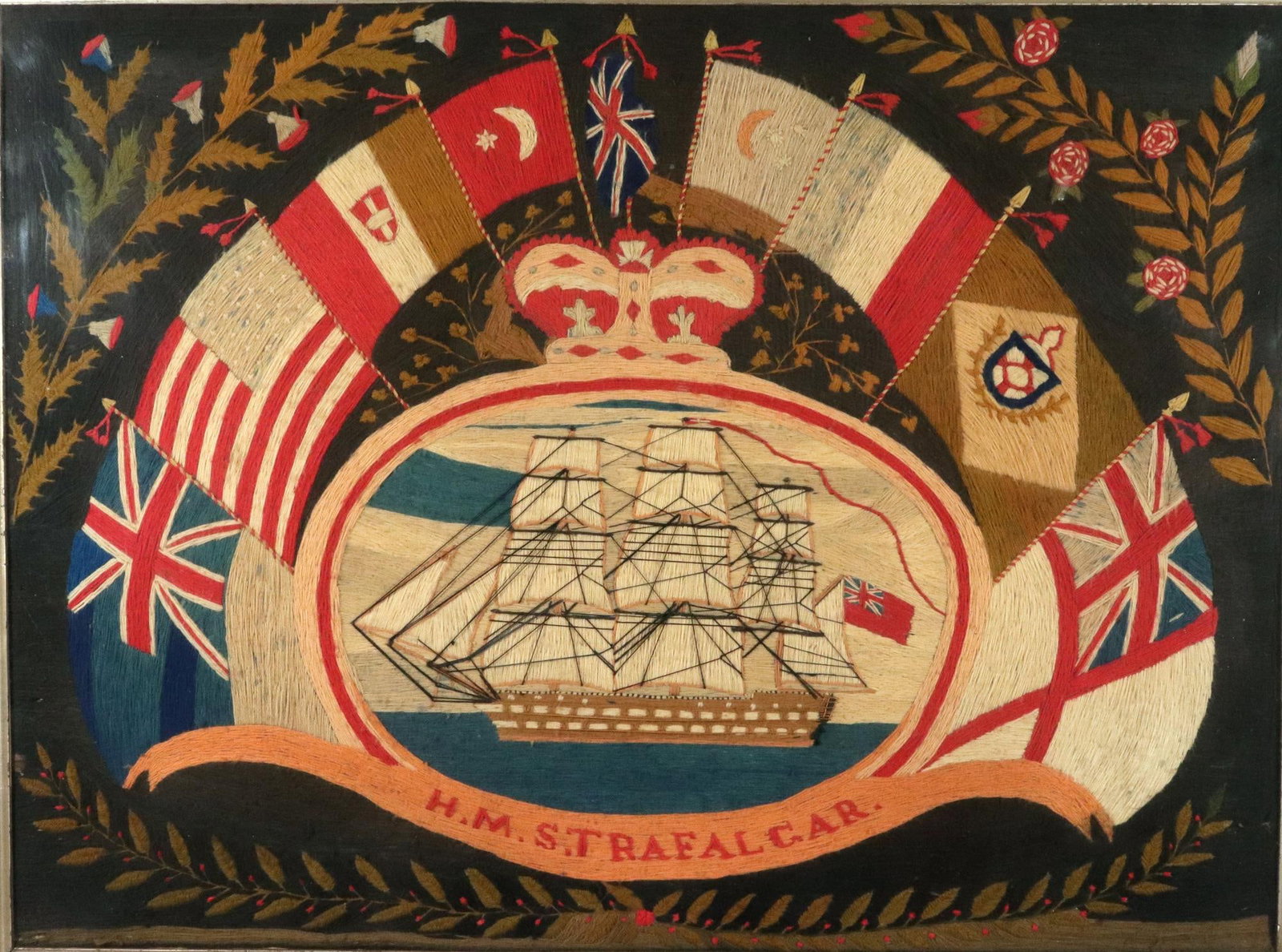 British Sailor's Flag of Nations Woolwork of HMS Trafalgar - 2