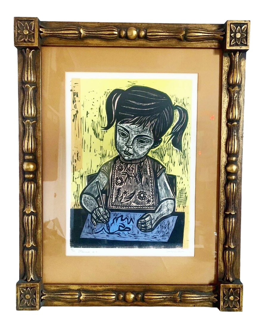 Laura #2, Framed Lithograph 76/200 by Irving Amen 1950s: An outstanding, color lithograph, titled "Laura #2" from 1950s and annotated 76/200, signed by American artist Irving Amen. The dimensions are 28"³H x 22"³W framed. In excellent condition.