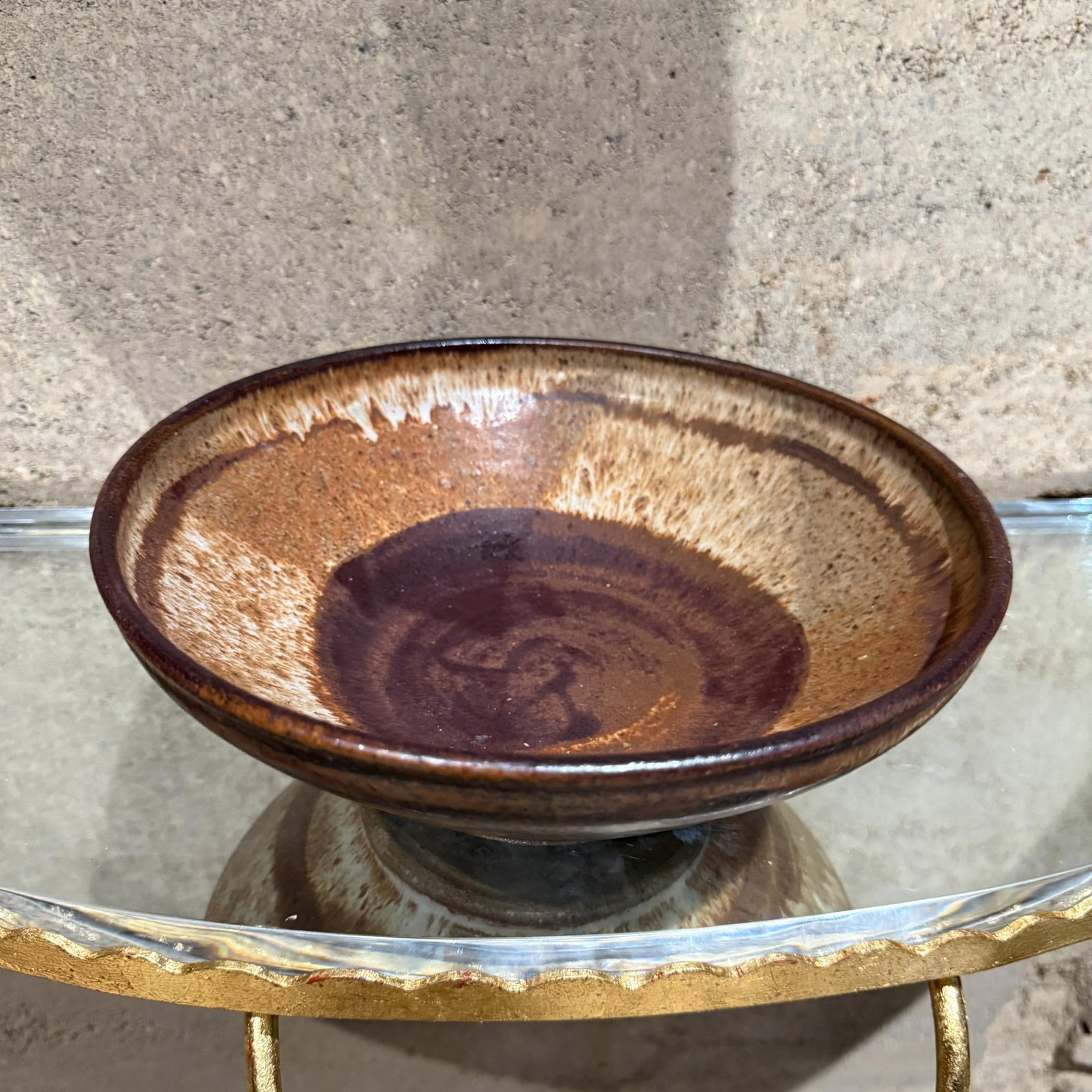 1977 Speckled Art Pottery Bowl Signed Rucker Mid-Century Modern Studio - 11