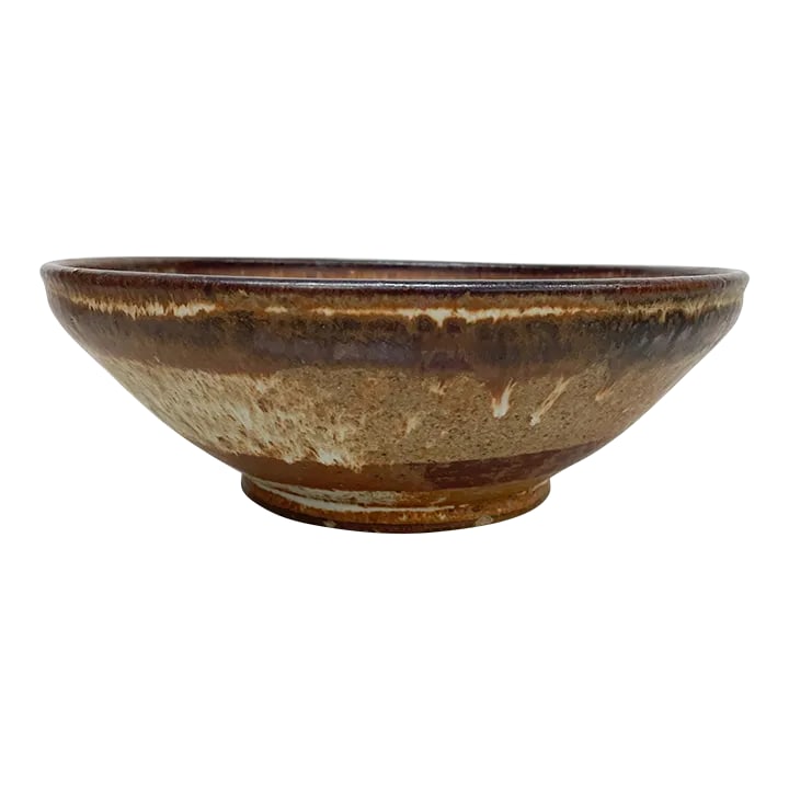 1977 Speckled Art Pottery Bowl Signed Rucker Mid-Century Modern Studio: For your consideration, a clean vintage glazed speckled pottery dish or catch all. Fruit bowl in warm brown, tan tones. Signed bottom, Rucker '77 Dimensions: 10 diameter x 3.5 H Please visit take a
