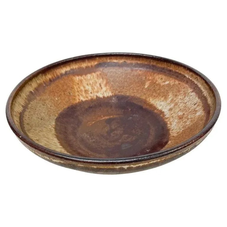 1977 Speckled Art Pottery Bowl Signed Rucker Mid-Century Modern Studio - 2