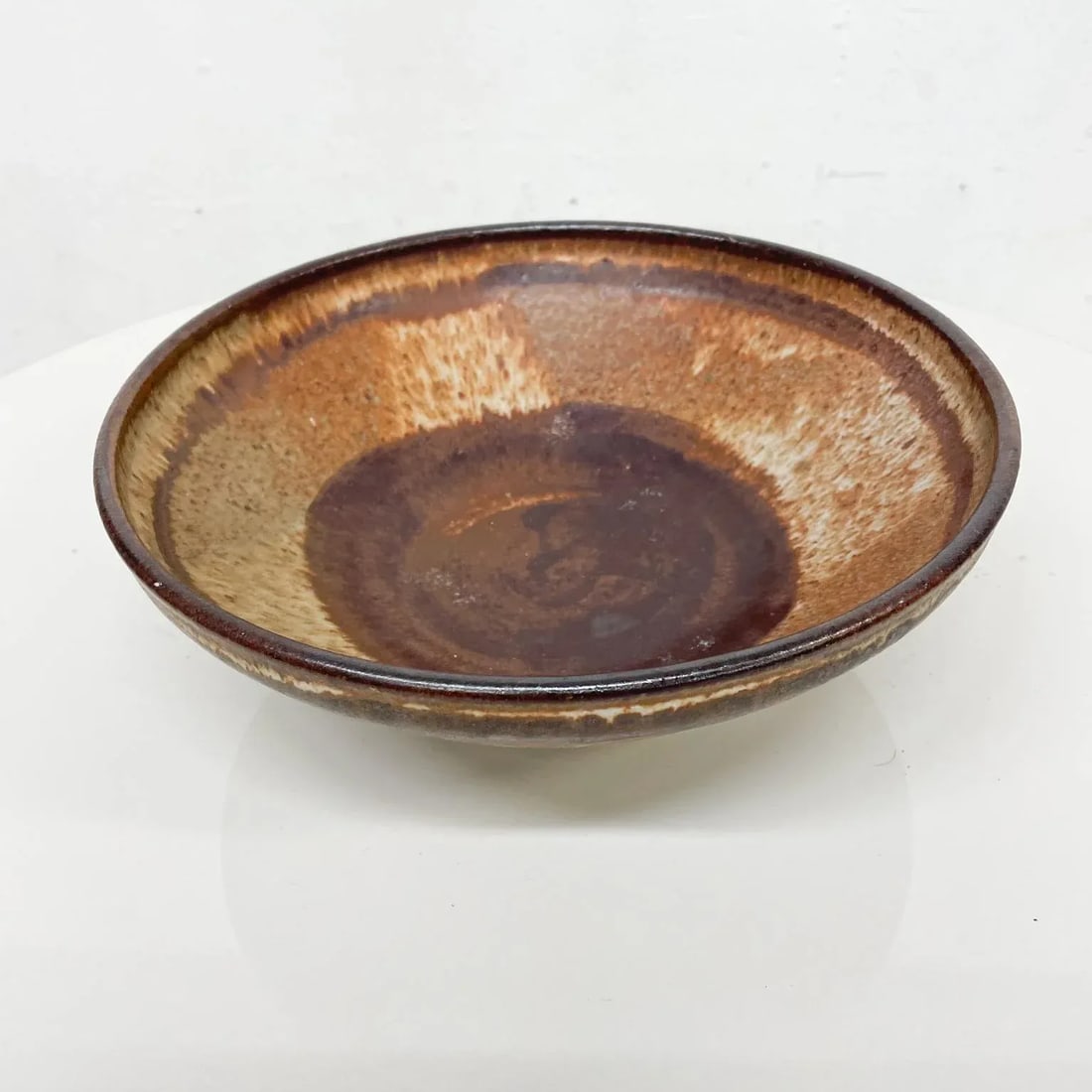 1977 Speckled Art Pottery Bowl Signed Rucker Mid-Century Modern Studio - 3