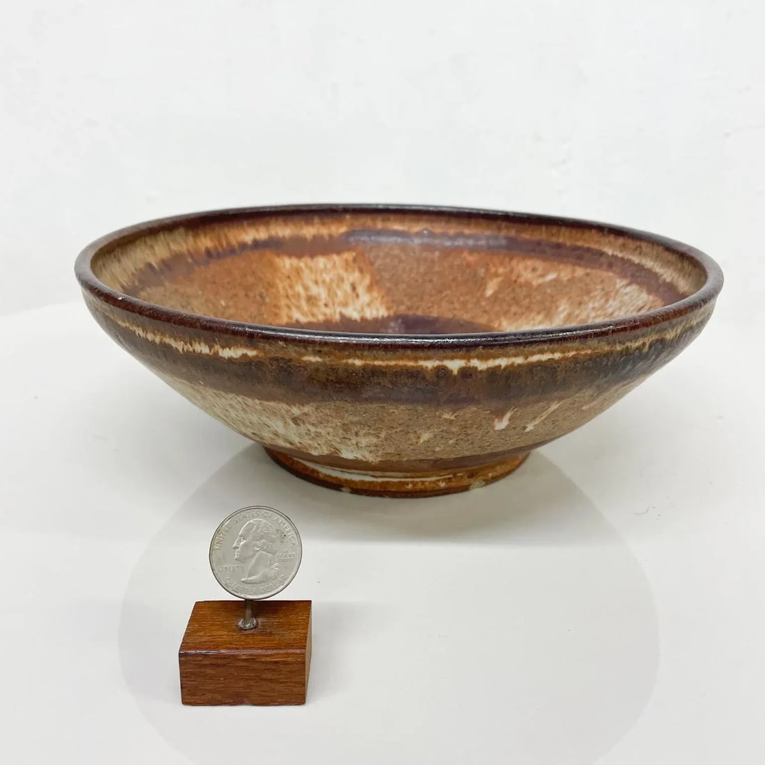 1977 Speckled Art Pottery Bowl Signed Rucker Mid-Century Modern Studio - 8