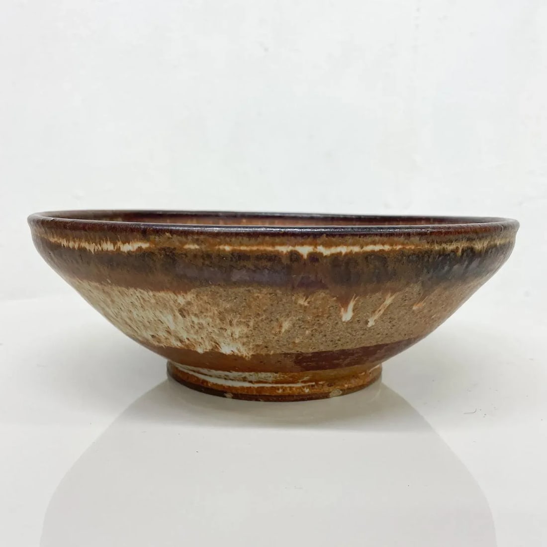 1977 Speckled Art Pottery Bowl Signed Rucker Mid-Century Modern Studio - 9